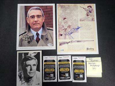 I03393 | A Trio of Autographed Celebrity Memorabilia Items Featuring Dan Rather, George Peppard 