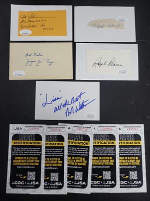 I03396 | A Lot of Five Individually Authenticated Autographs from Professional Baseball and Film. 