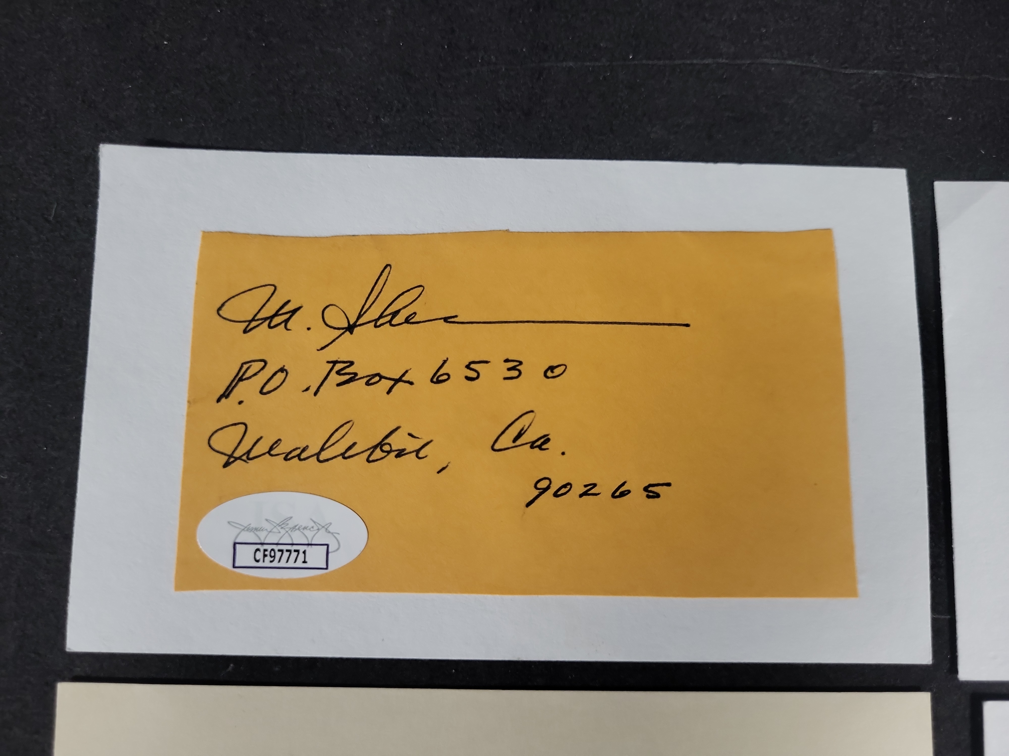 I03396 | A Lot of Five Individually Authenticated Autographs from Professional Baseball and Film