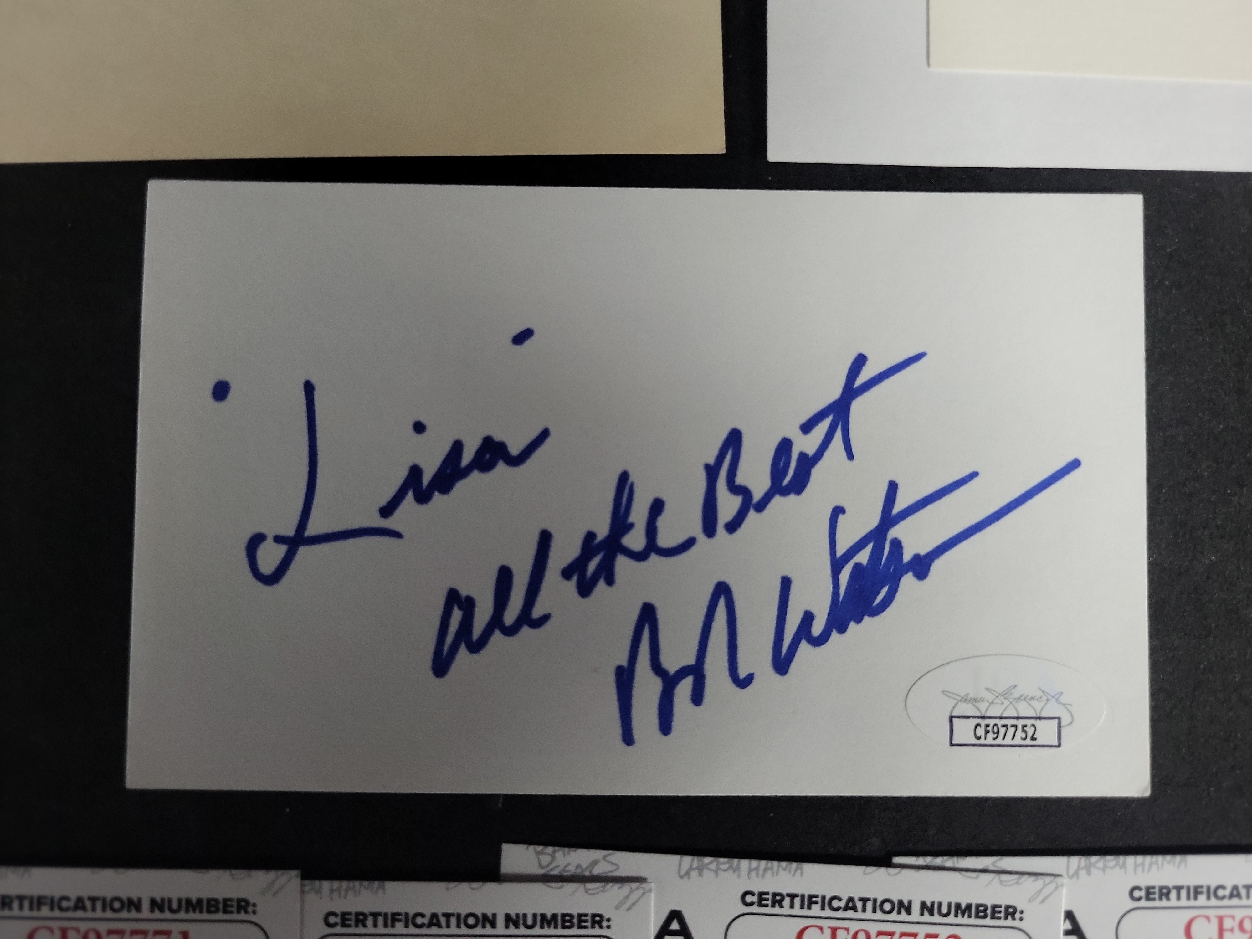 I03396 | A Lot of Five Individually Authenticated Autographs from Professional Baseball and Film