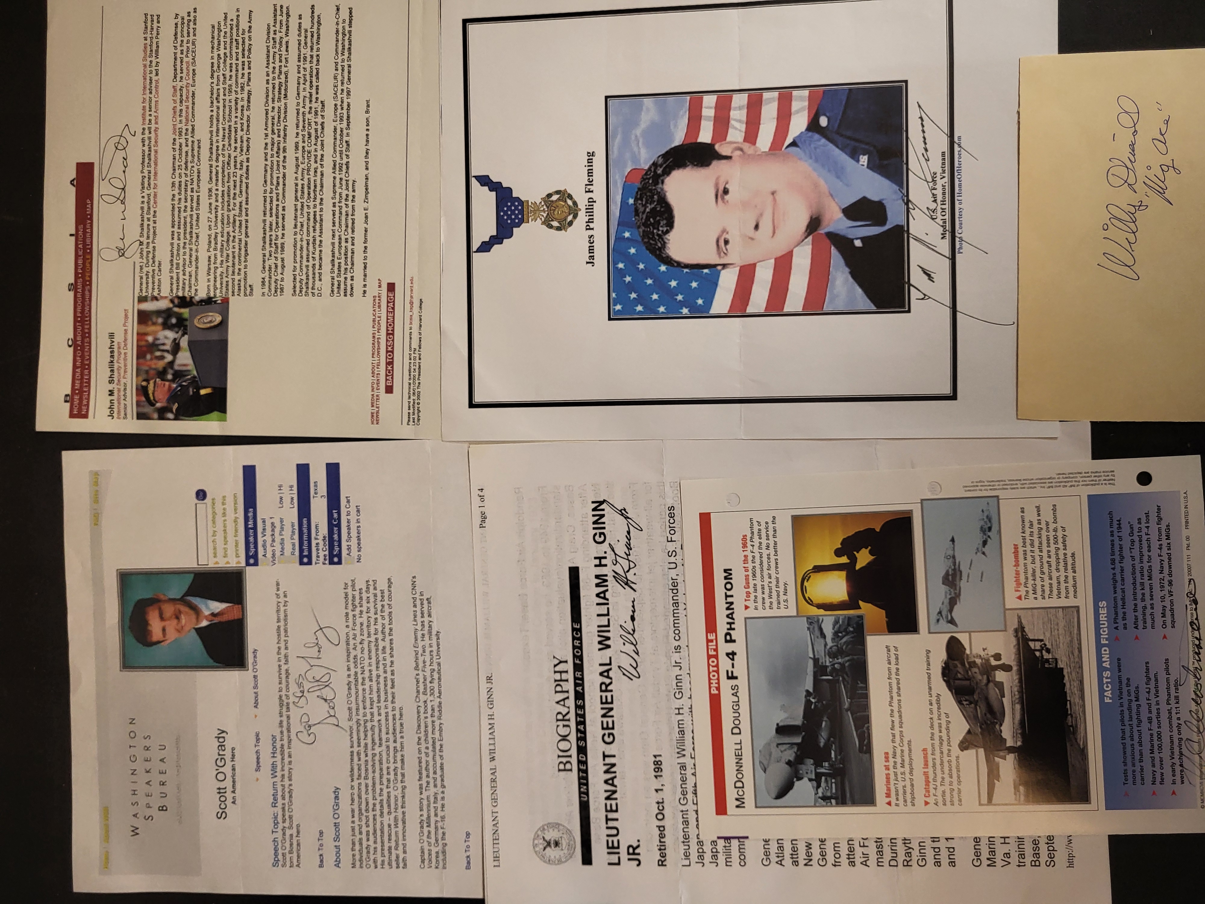 I03384 | A Collection of Six Autographed Items Related to United States Military History and Aviation