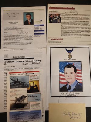 I03384 | A Collection of Six Autographed Items Related to United States Military History and 