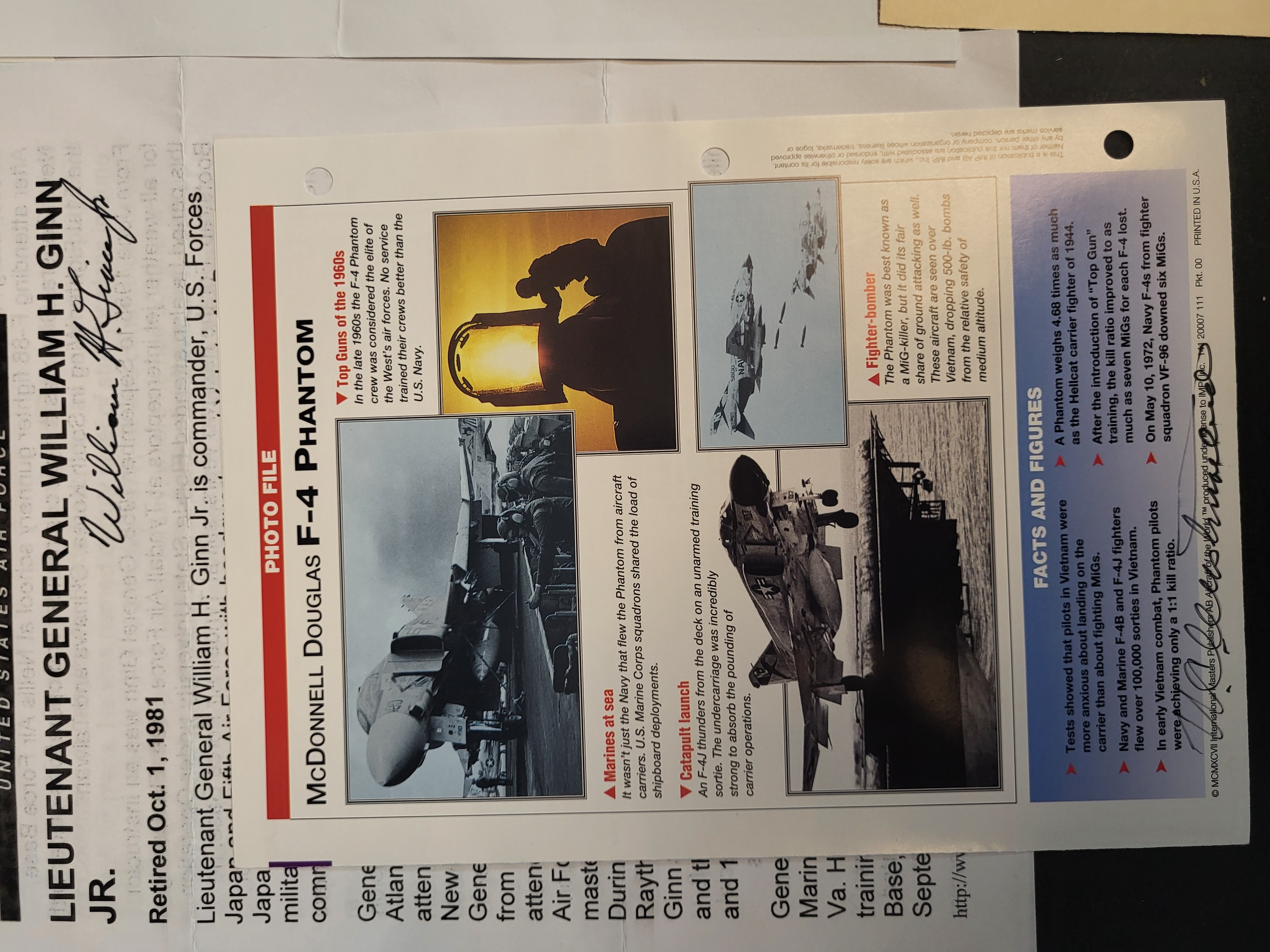 I03384 | A Collection of Six Autographed Items Related to United States Military History and Aviation