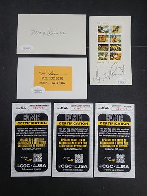 I03395 | Three Autographed Items Including Margaret Court, Max Lanier, and Martin Sheen with 