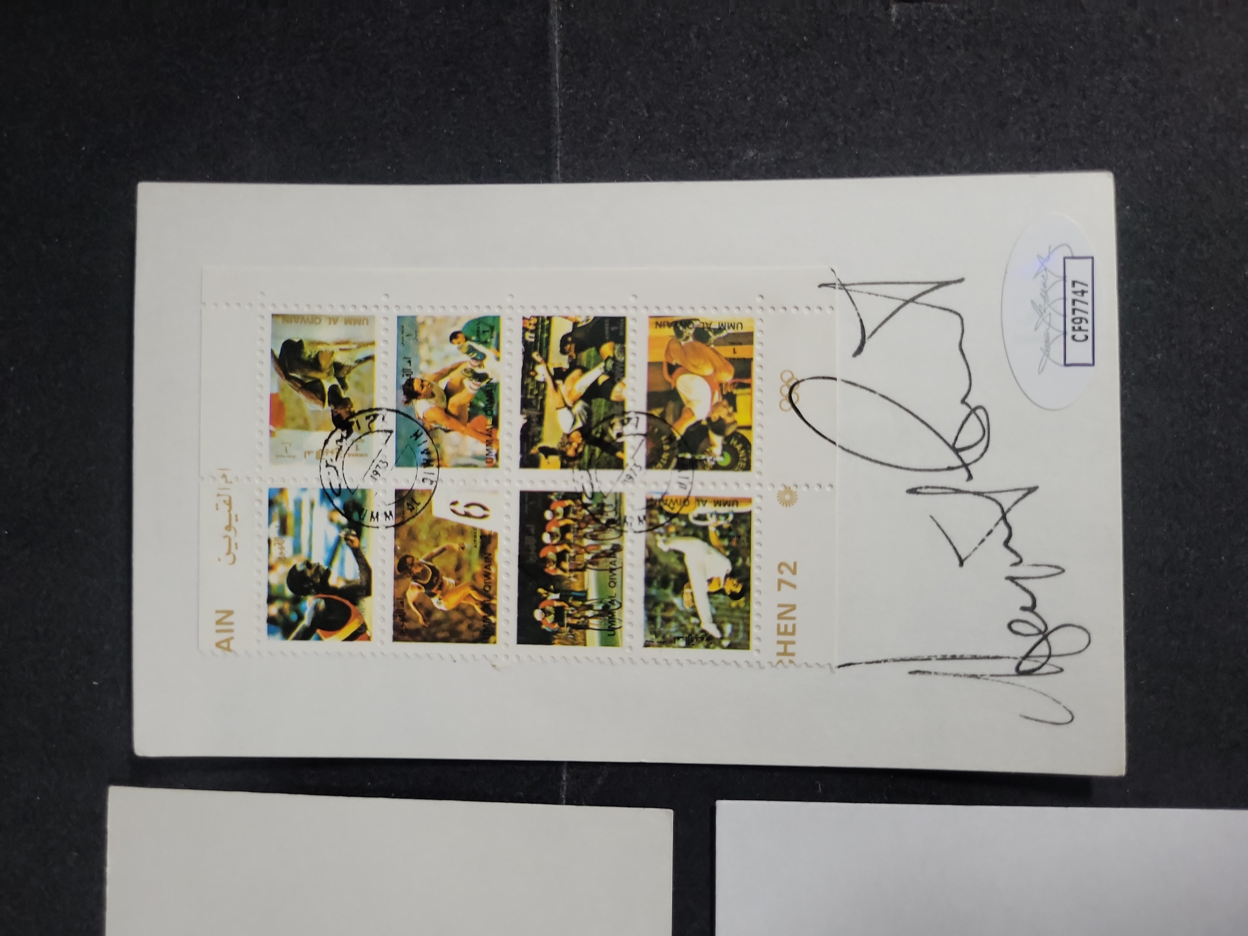 I03395 | Three Autographed Items Including Margaret Court, Max Lanier, and Martin Sheen with JSA Certification