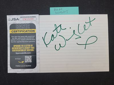 I03368 | Kate Winslet Autographed Lined Index Card. BID PER WHAT YOU SEE IN THE PHOTO, NOT THE 