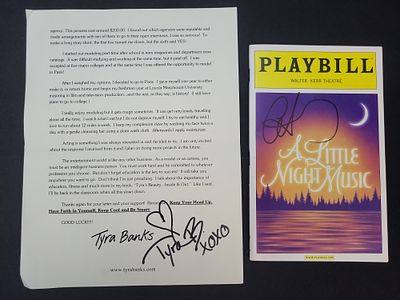 I03381 | Two Pieces of Celebrity Signed Ephemera Including Tyra Banks Promotional Letter and 