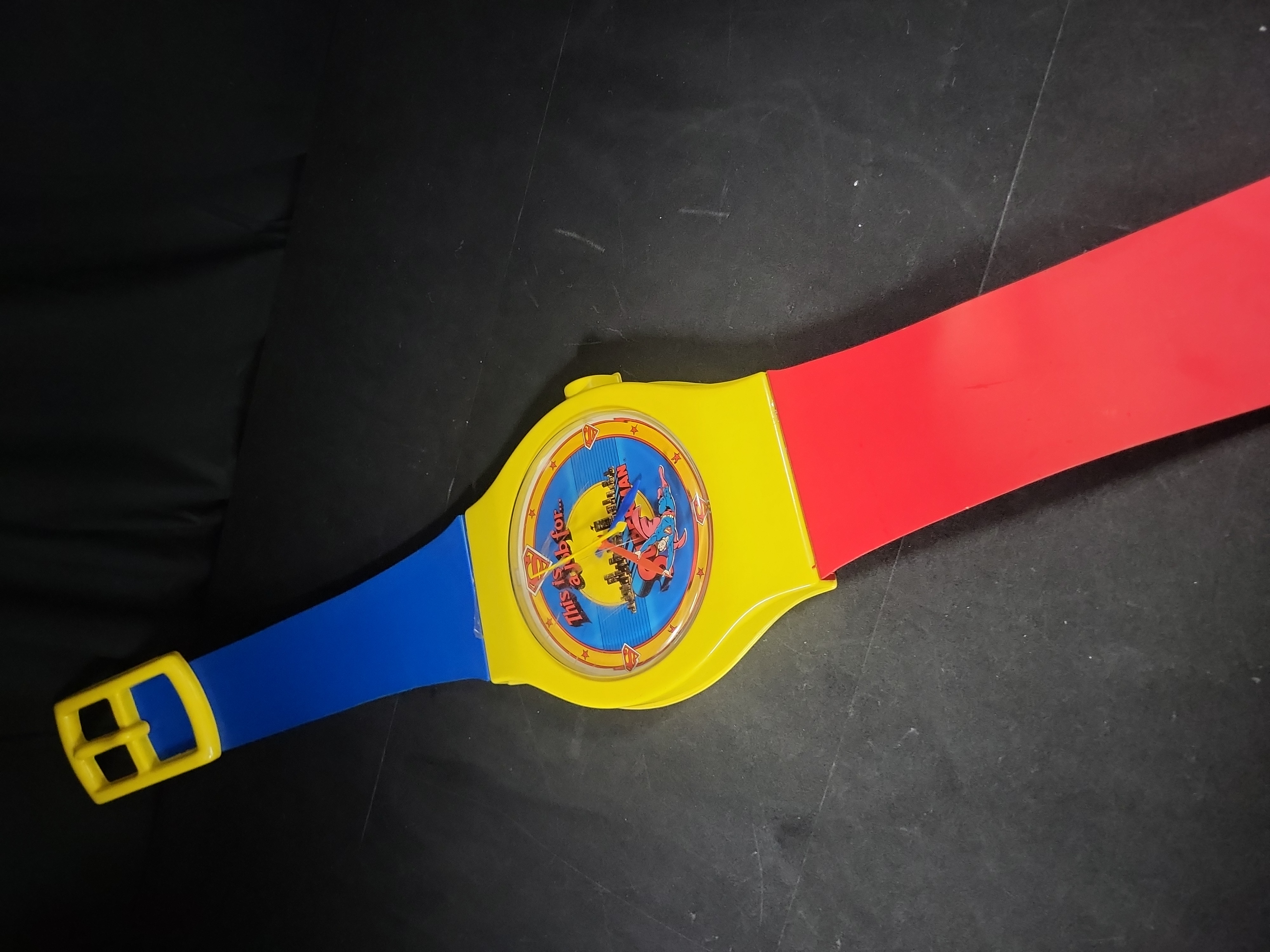 I03553 | Vintage Superman Oversized Novelty Wristwatch Wall Clock by Electro-Optix