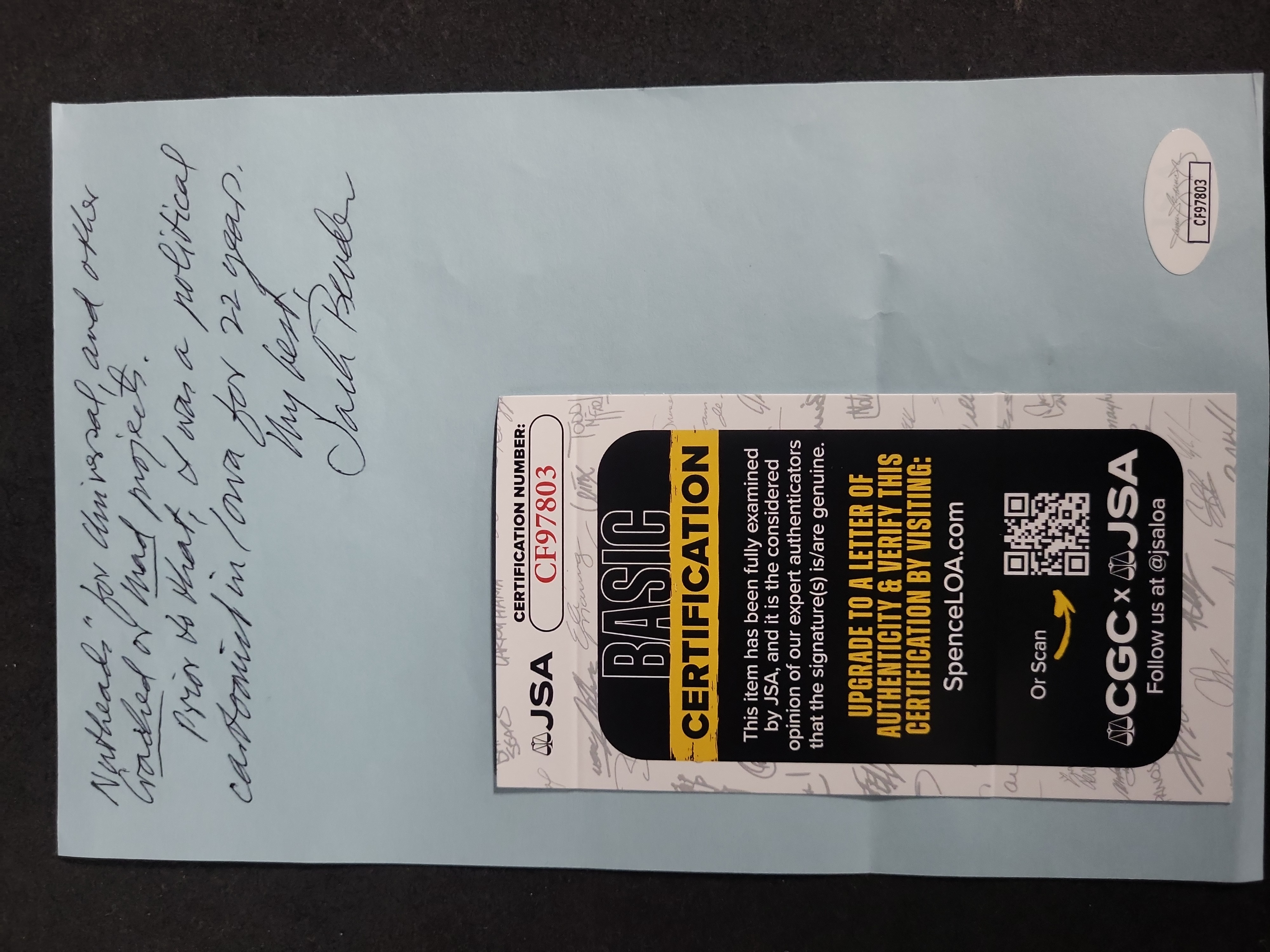 I03436 | Jack Bender Autographed Letter on Bender Studios Letterhead with JSA Certification