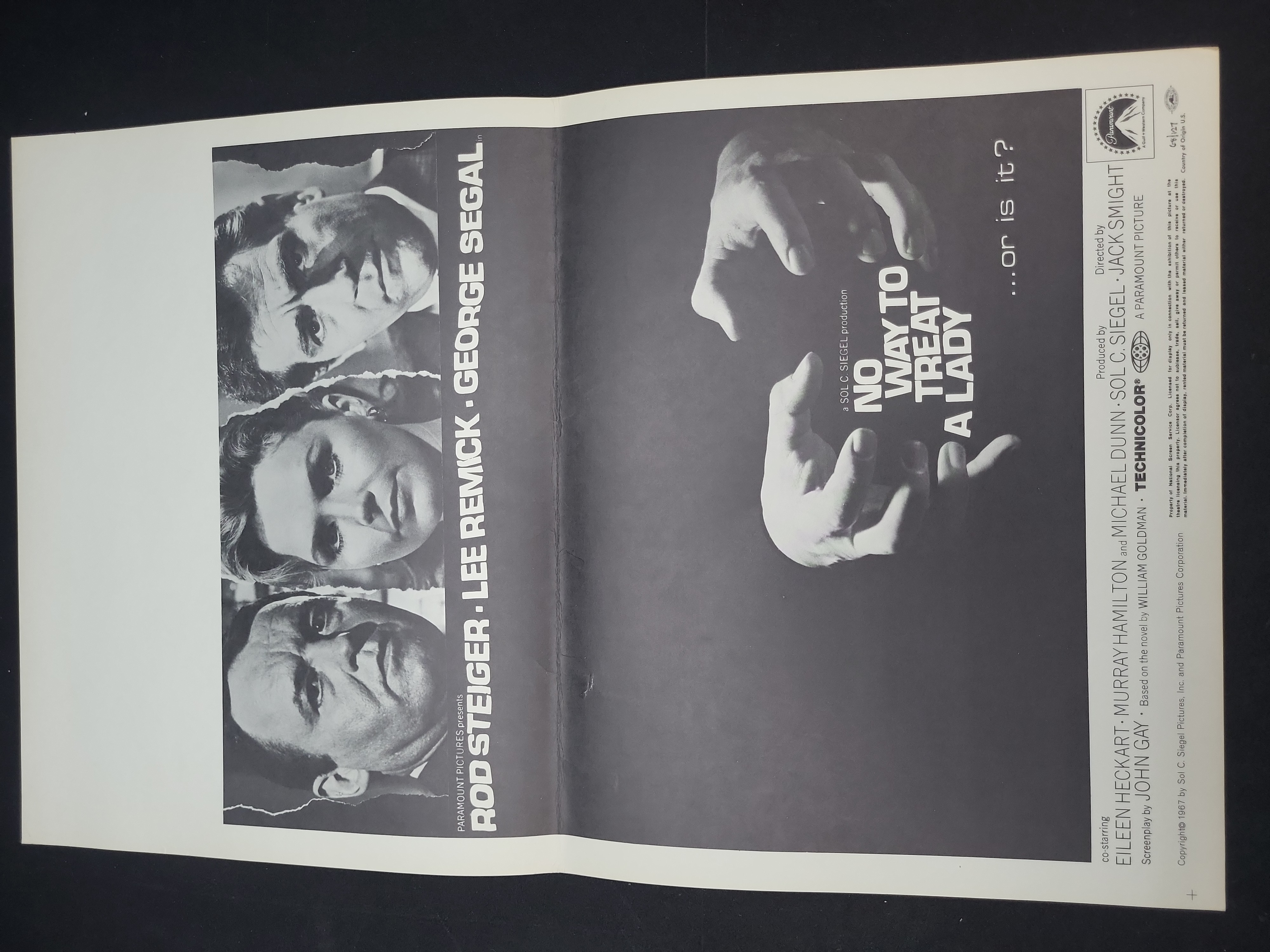 I03345 | US Half-Sheet Movie Poster for No Way to Treat a Lady (Paramount, 1968)