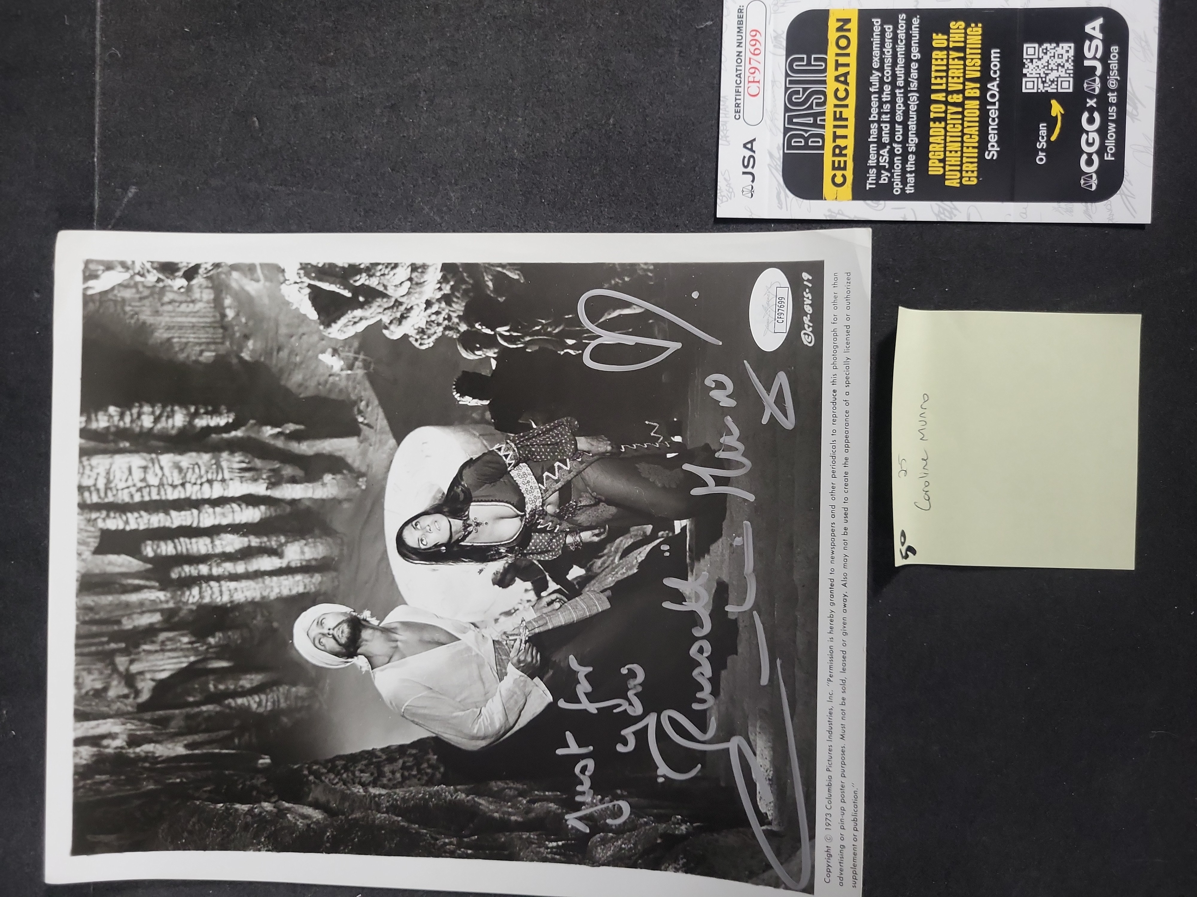 I03433 | Caroline Munro Signed The Golden Voyage of Sinbad Promotional Photograph with JSA COA