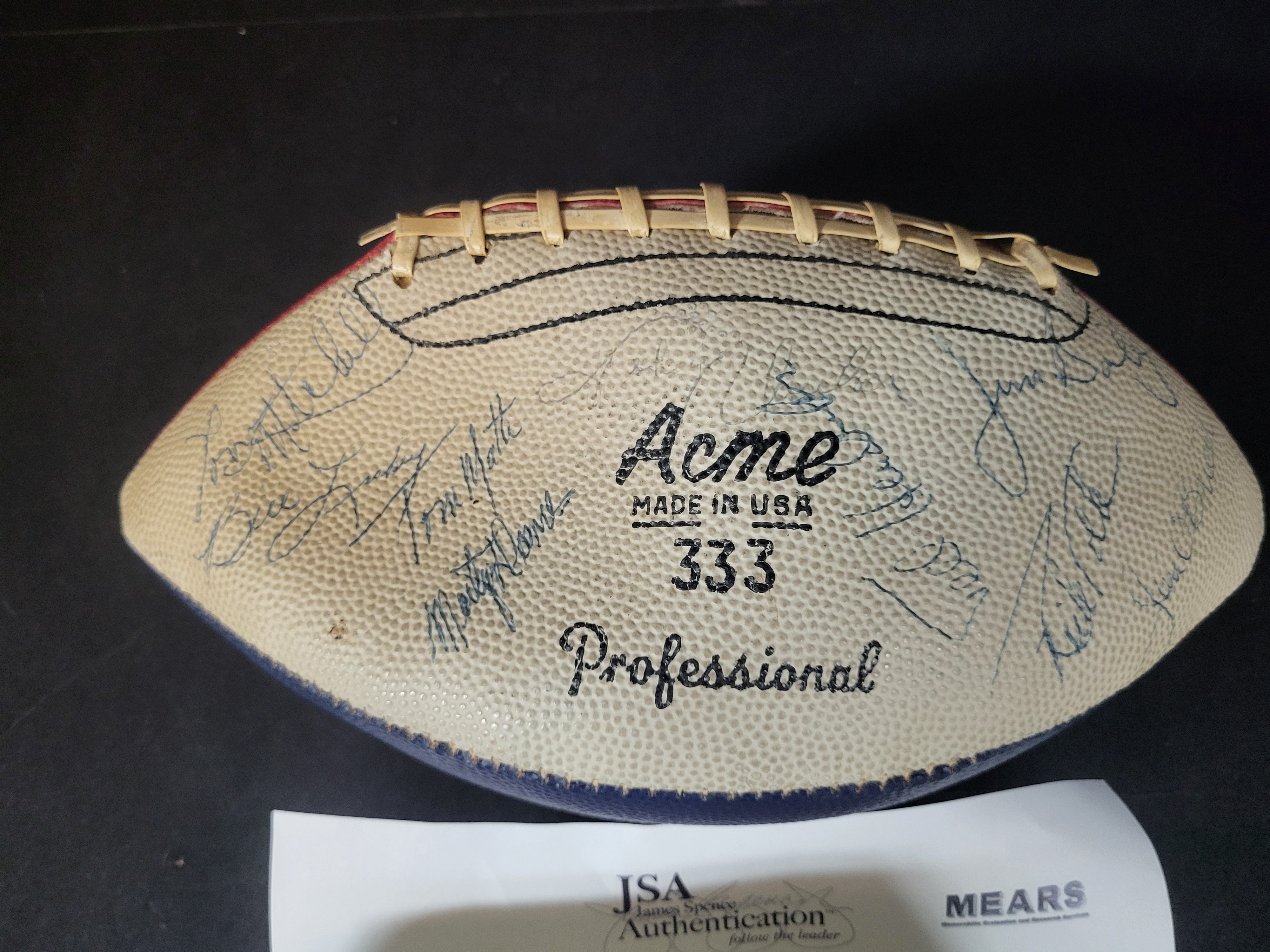 I03091 | 1972 Baltimore Colts Multi-Signed Acme 333 Professional Football with JSA LOA Including Johnny Unitas and Ted Hendricks