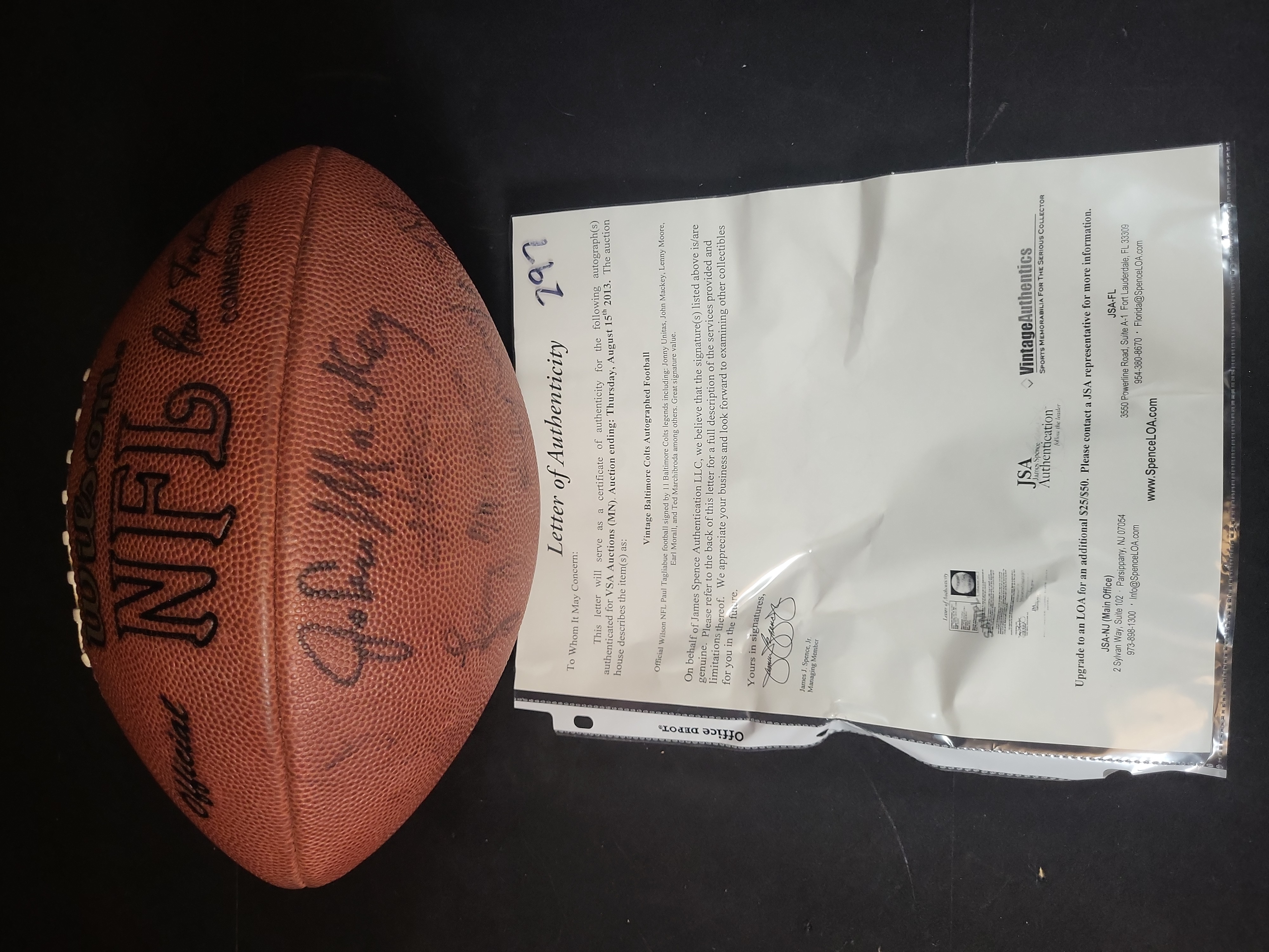 I03101 | Baltimore Colts Legends Multi-Signed Official Wilson NFL Football with JSA LOA