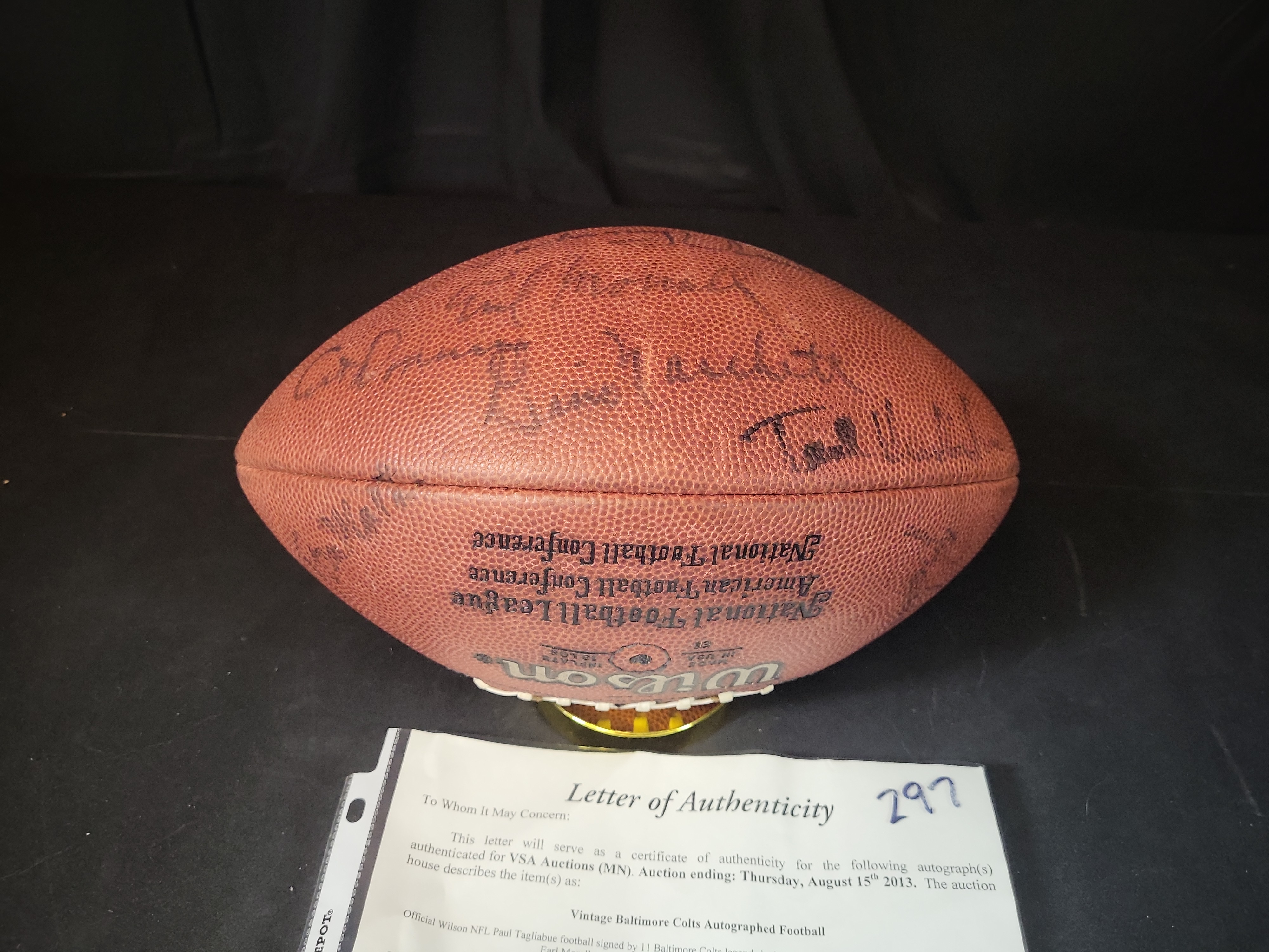 I03101 | Baltimore Colts Legends Multi-Signed Official Wilson NFL Football with JSA LOA