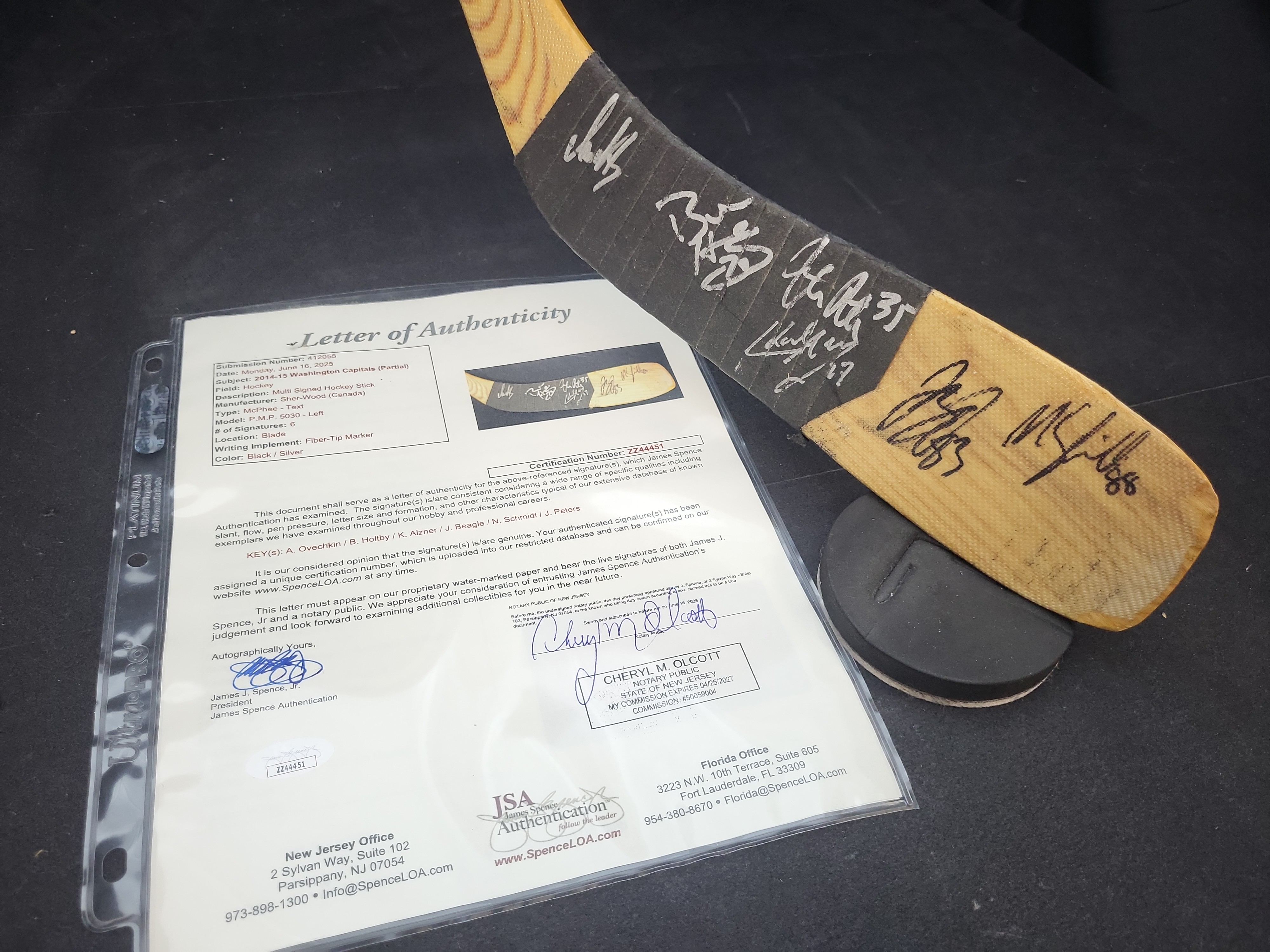 I03170 | 2014-15 Washington Capitals Multi-Signed Sher-Wood Hockey Stick with Ovechkin JSA LOA