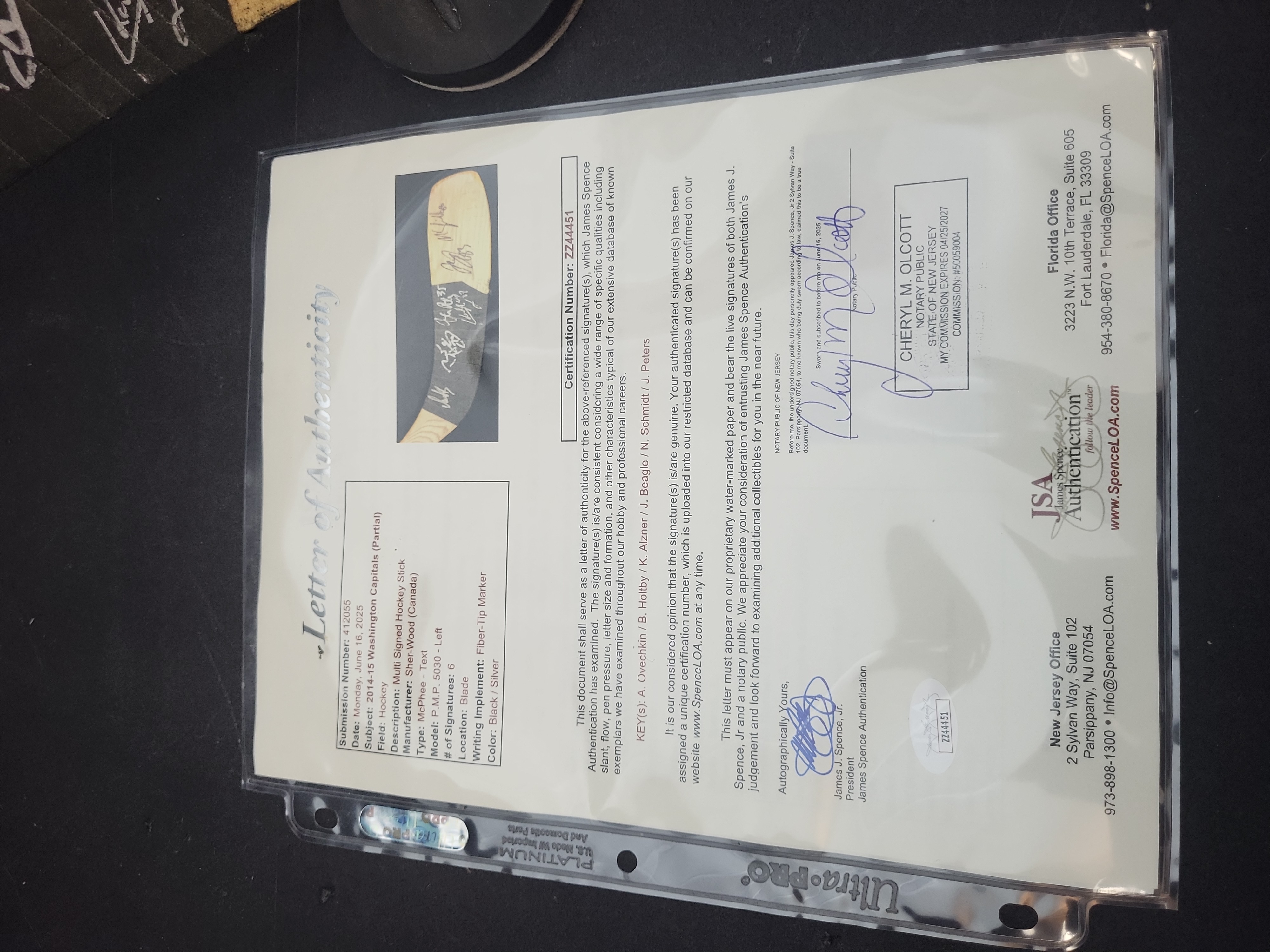 I03170 | 2014-15 Washington Capitals Multi-Signed Sher-Wood Hockey Stick with Ovechkin JSA LOA
