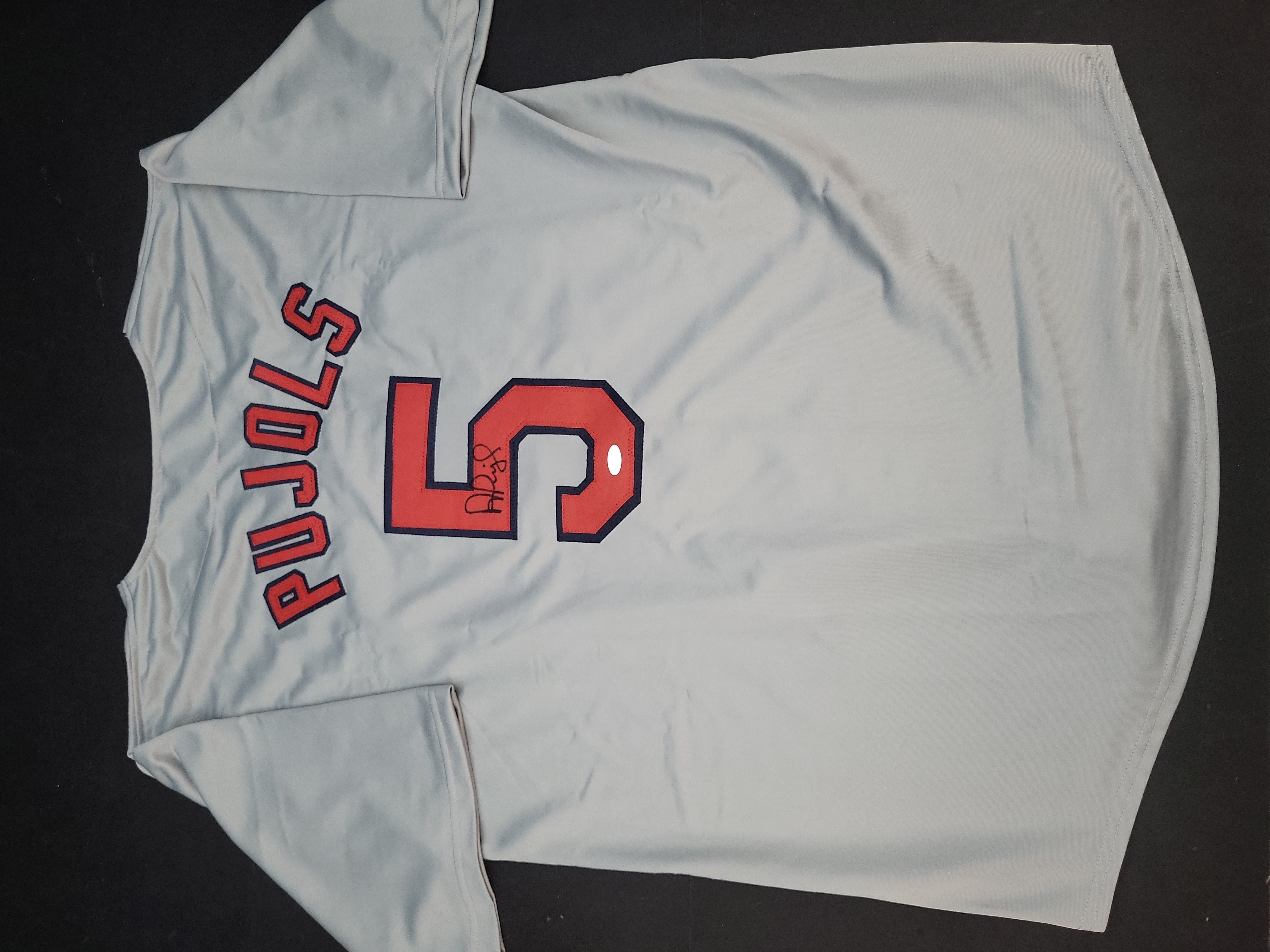 I03850 | Albert Pujols Signed St. Louis Cardinals Road Replica Jersey with Steiner Sports Authentication Hologram