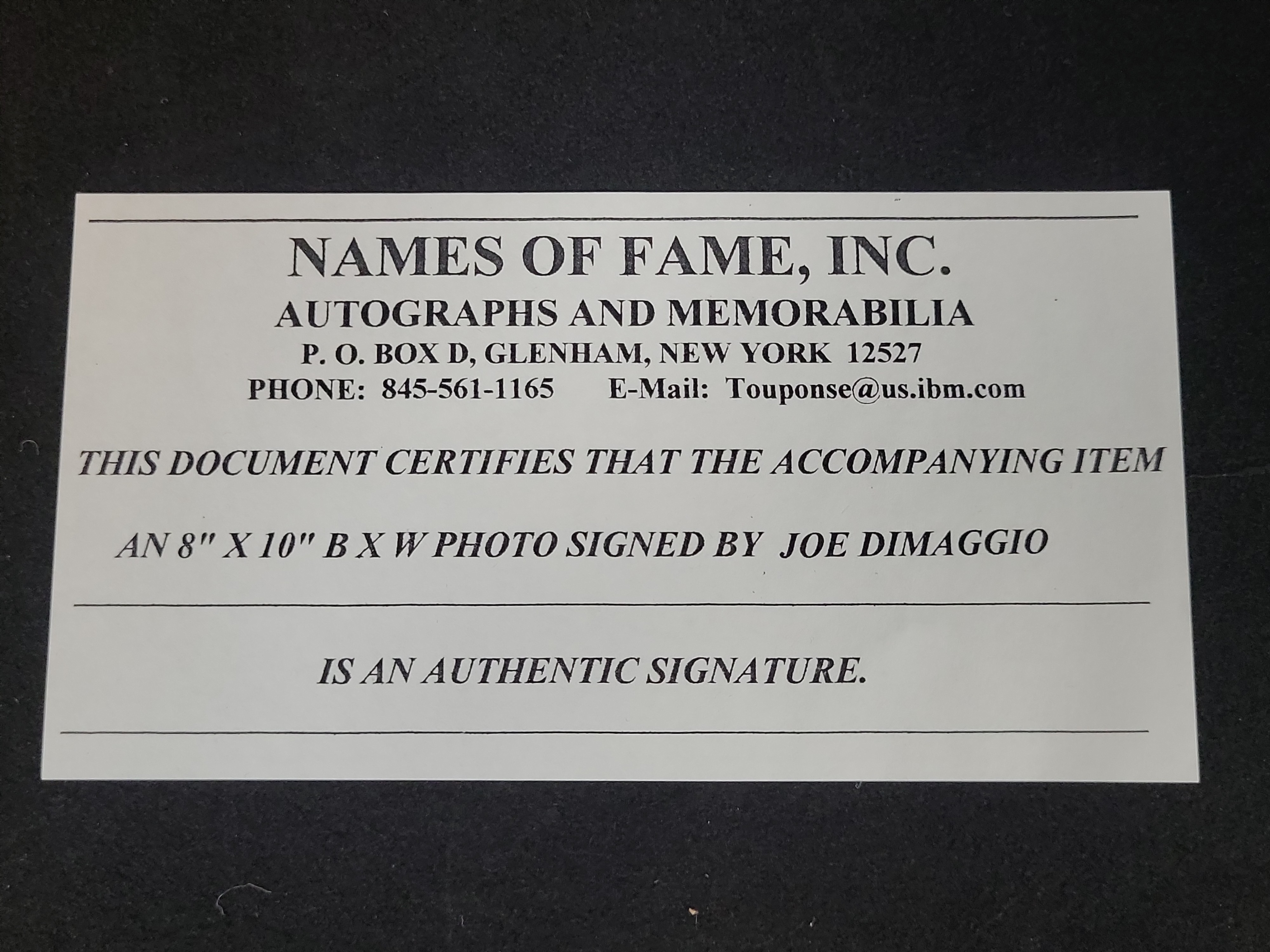 I03011 | Joe DiMaggio Signed 8" x 10" Black and White Action Photograph