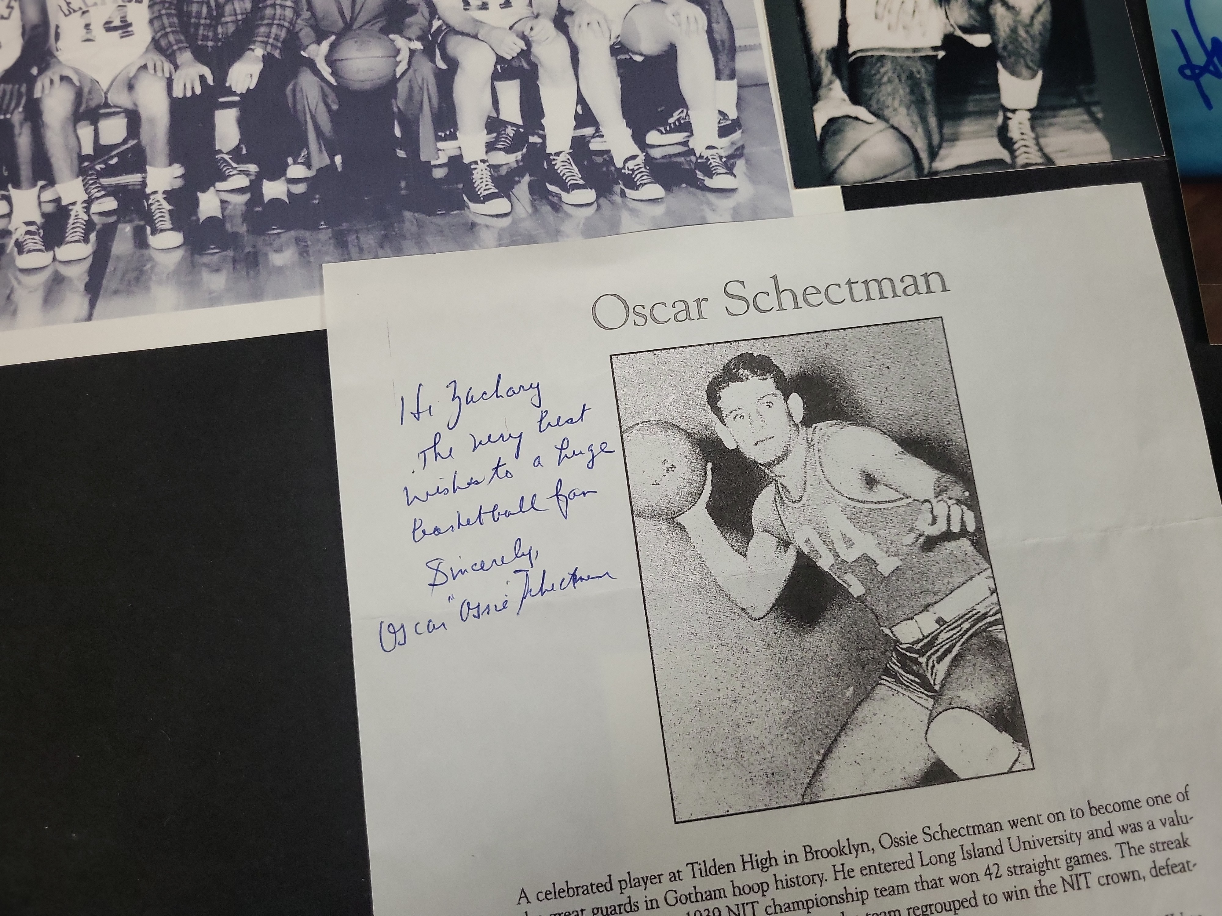 I03036 | A Collection of Seven Signed Basketball Photographs and Ephemera Including Boston Celtics Legends