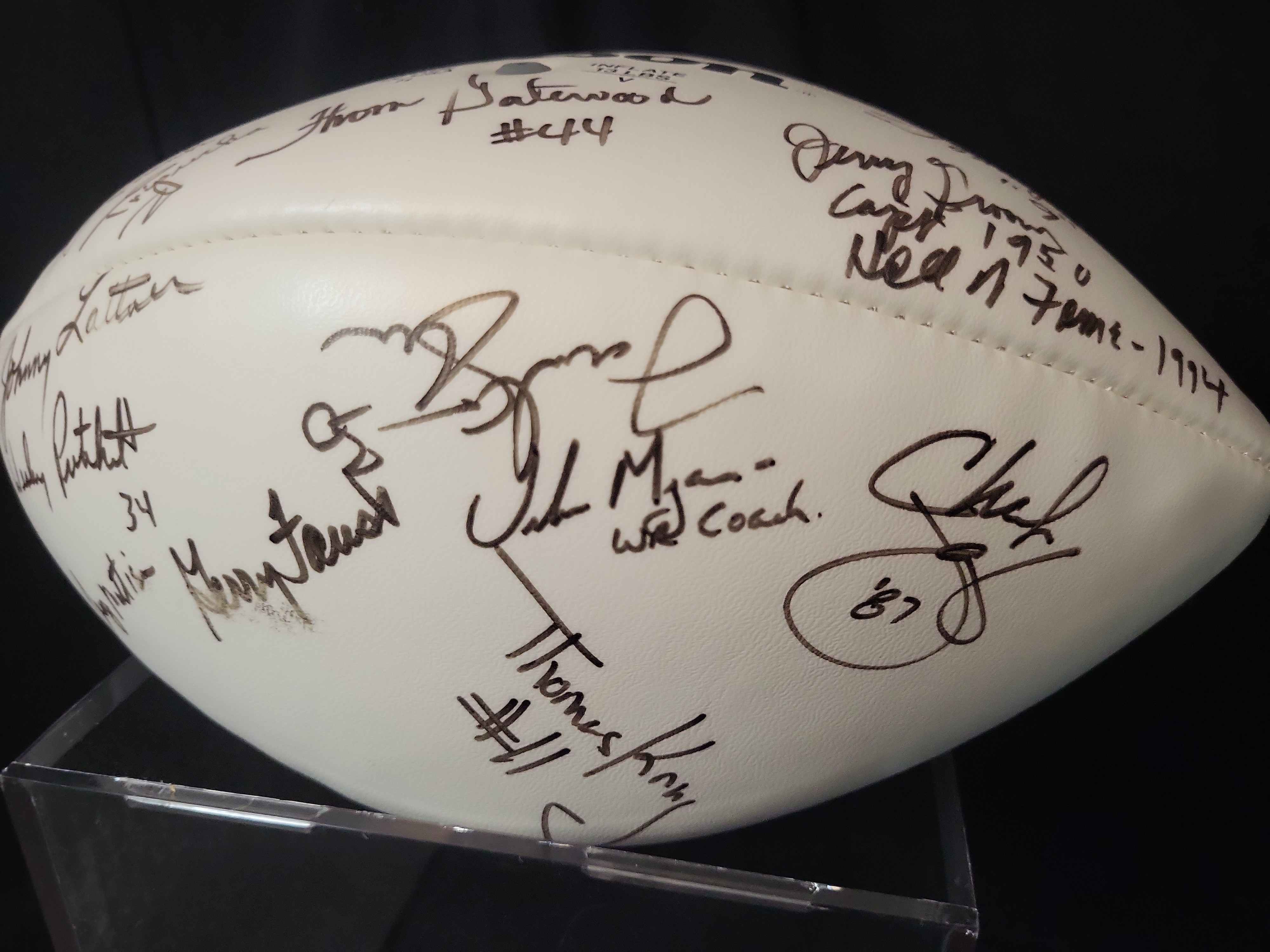 I03062 | Multi-Signed Notre Dame Football Featuring Johnny Lattner Jerry Groom and Urban Meyer