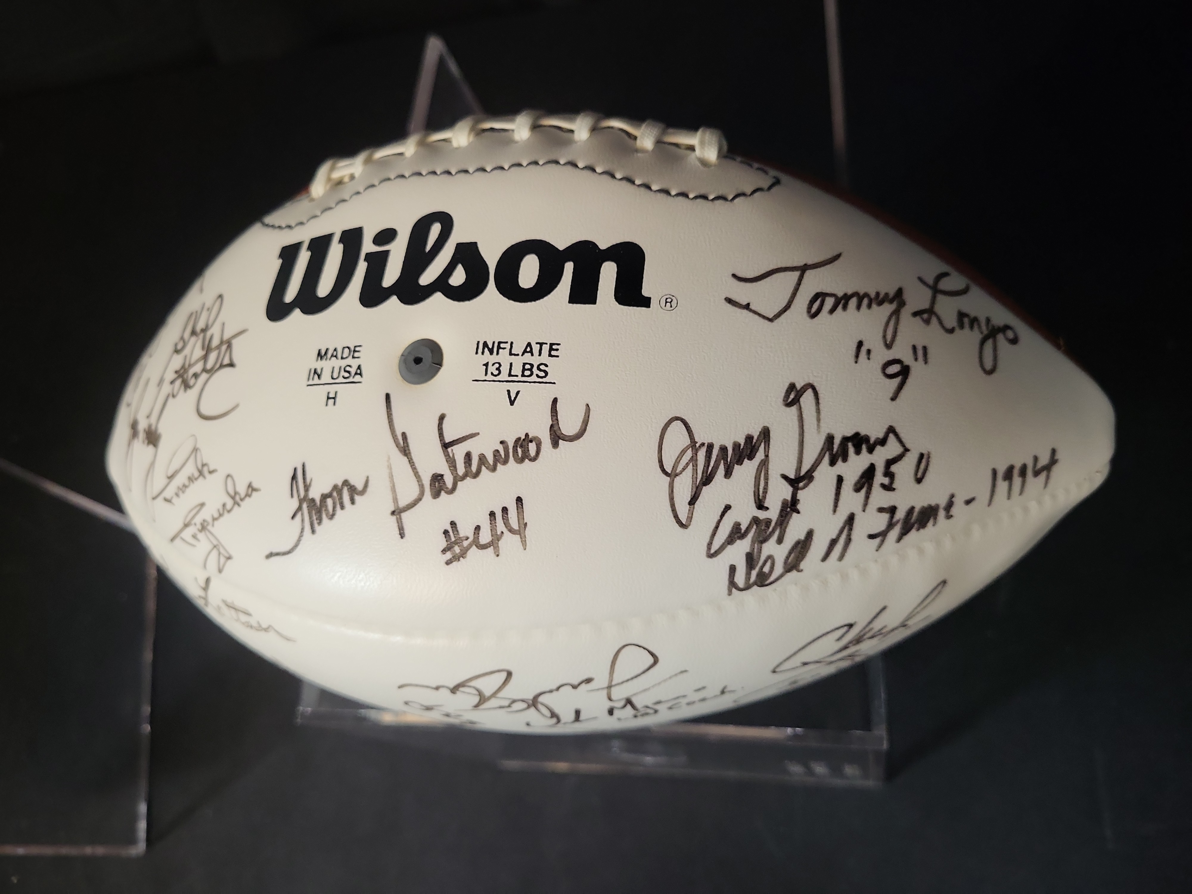 I03062 | Multi-Signed Notre Dame Football Featuring Johnny Lattner Jerry Groom and Urban Meyer