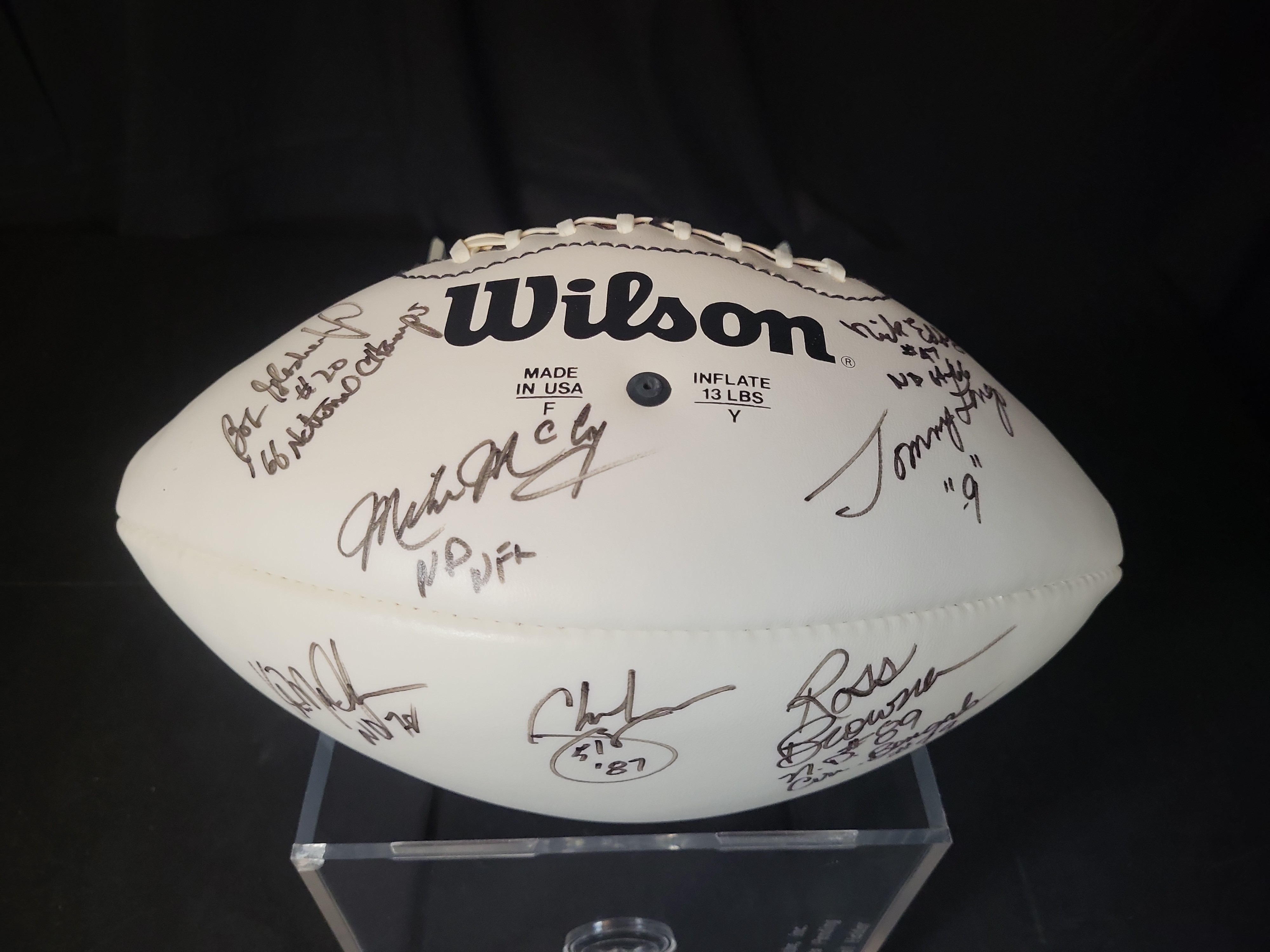 I03066 | Wilson Official NFL Football Autographed by Six Notre Dame Football Alumni
