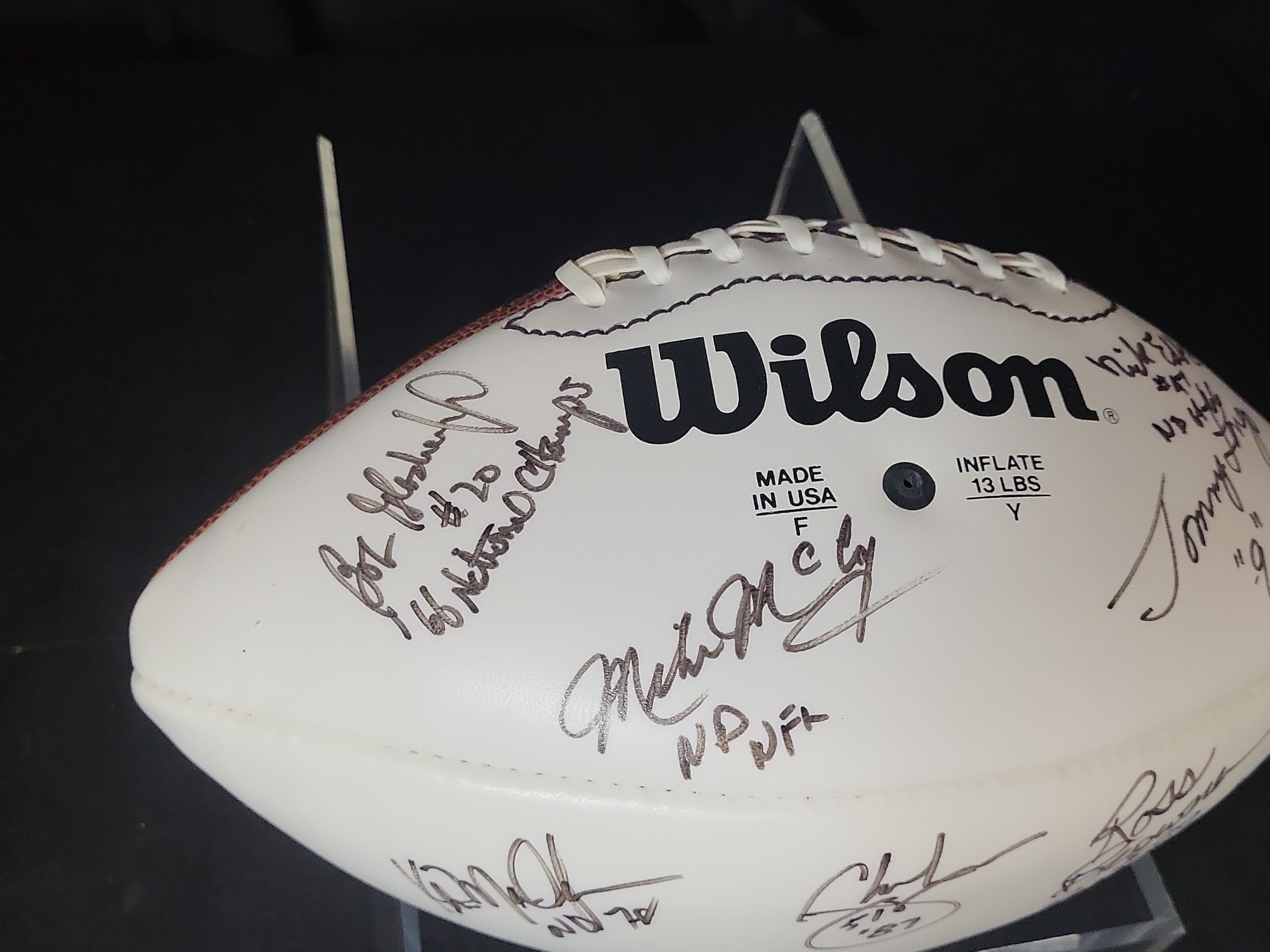 I03066 | Wilson Official NFL Football Autographed by Six Notre Dame Football Alumni