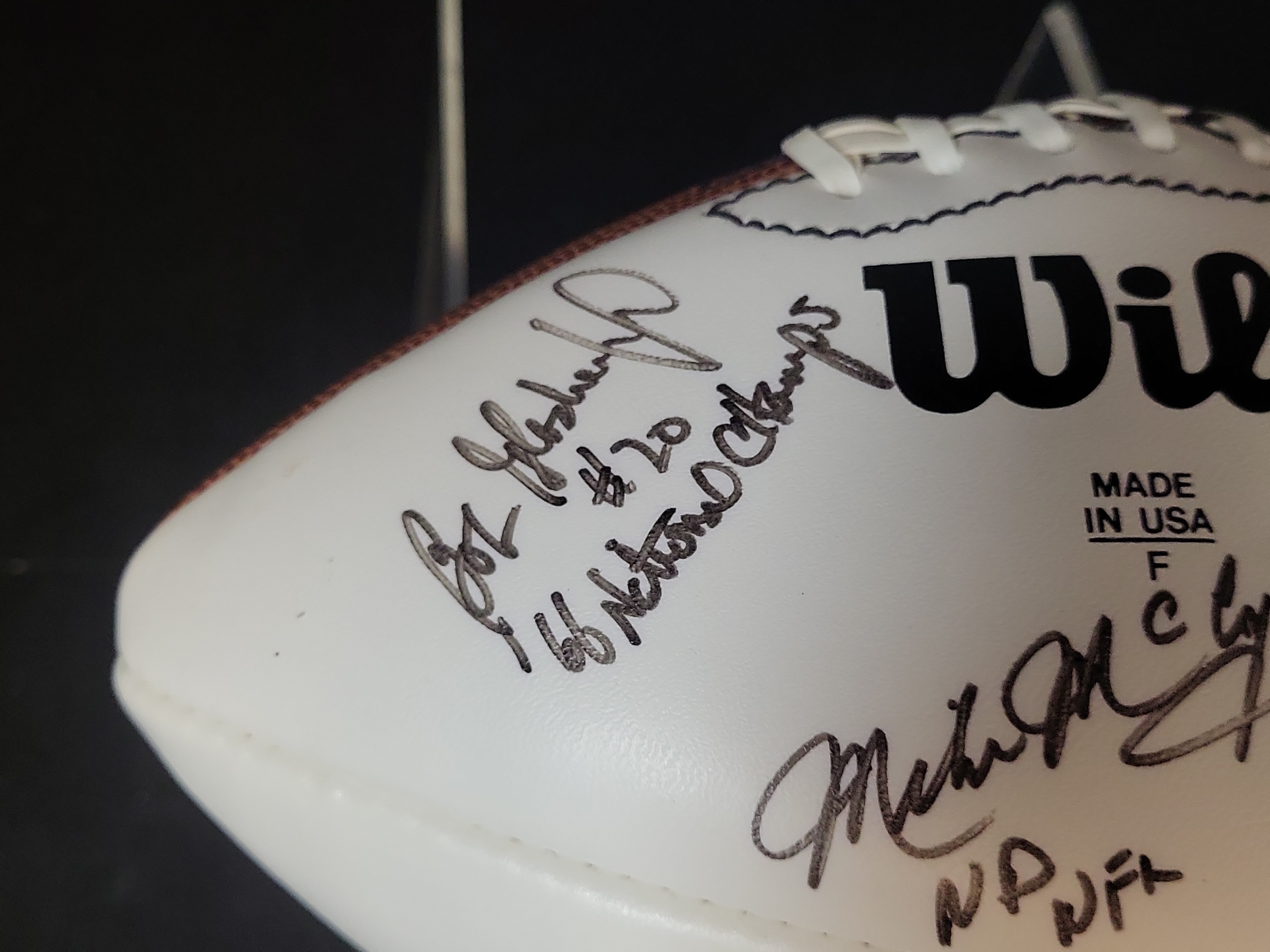 I03066 | Wilson Official NFL Football Autographed by Six Notre Dame Football Alumni