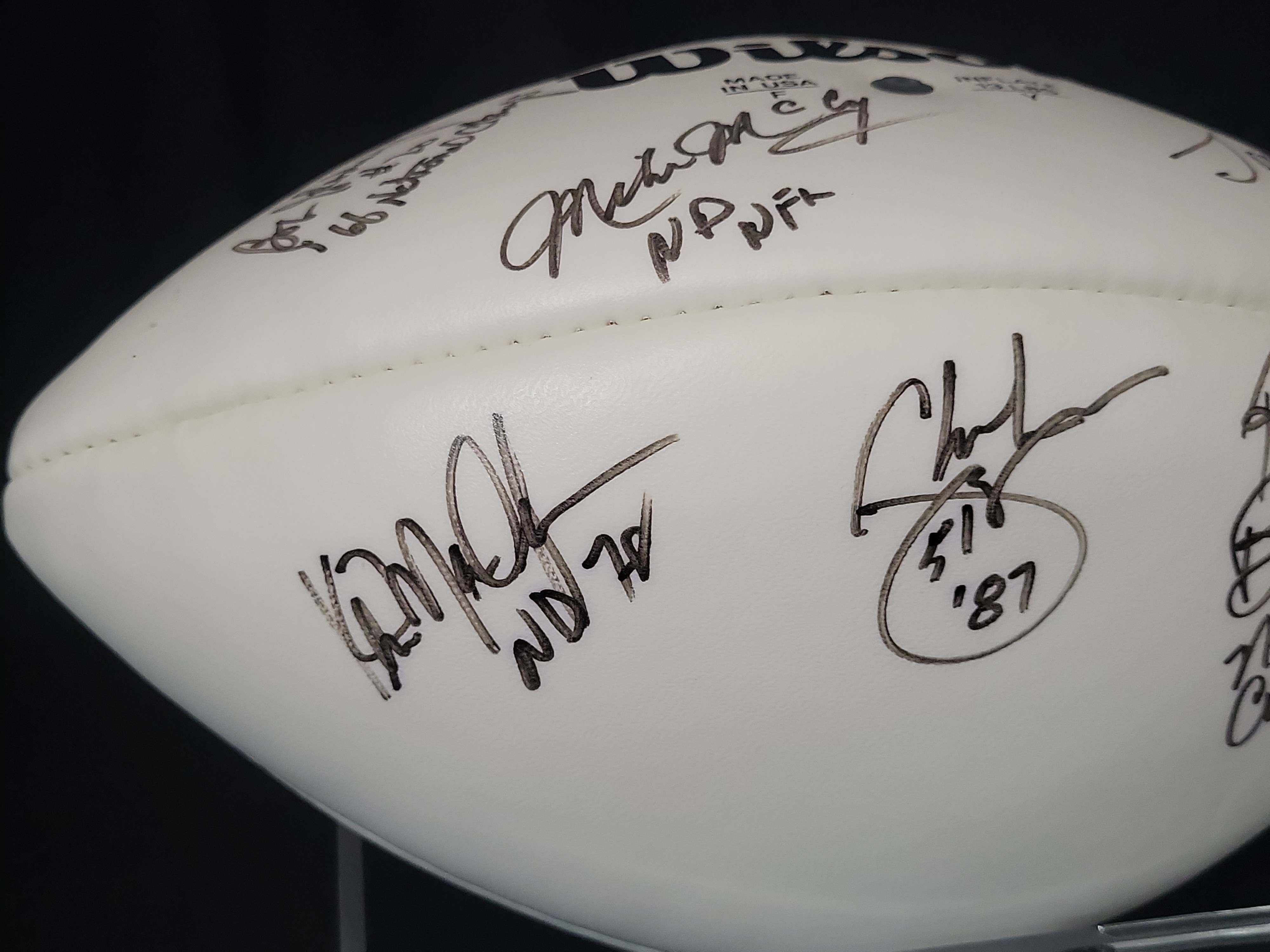 I03066 | Wilson Official NFL Football Autographed by Six Notre Dame Football Alumni