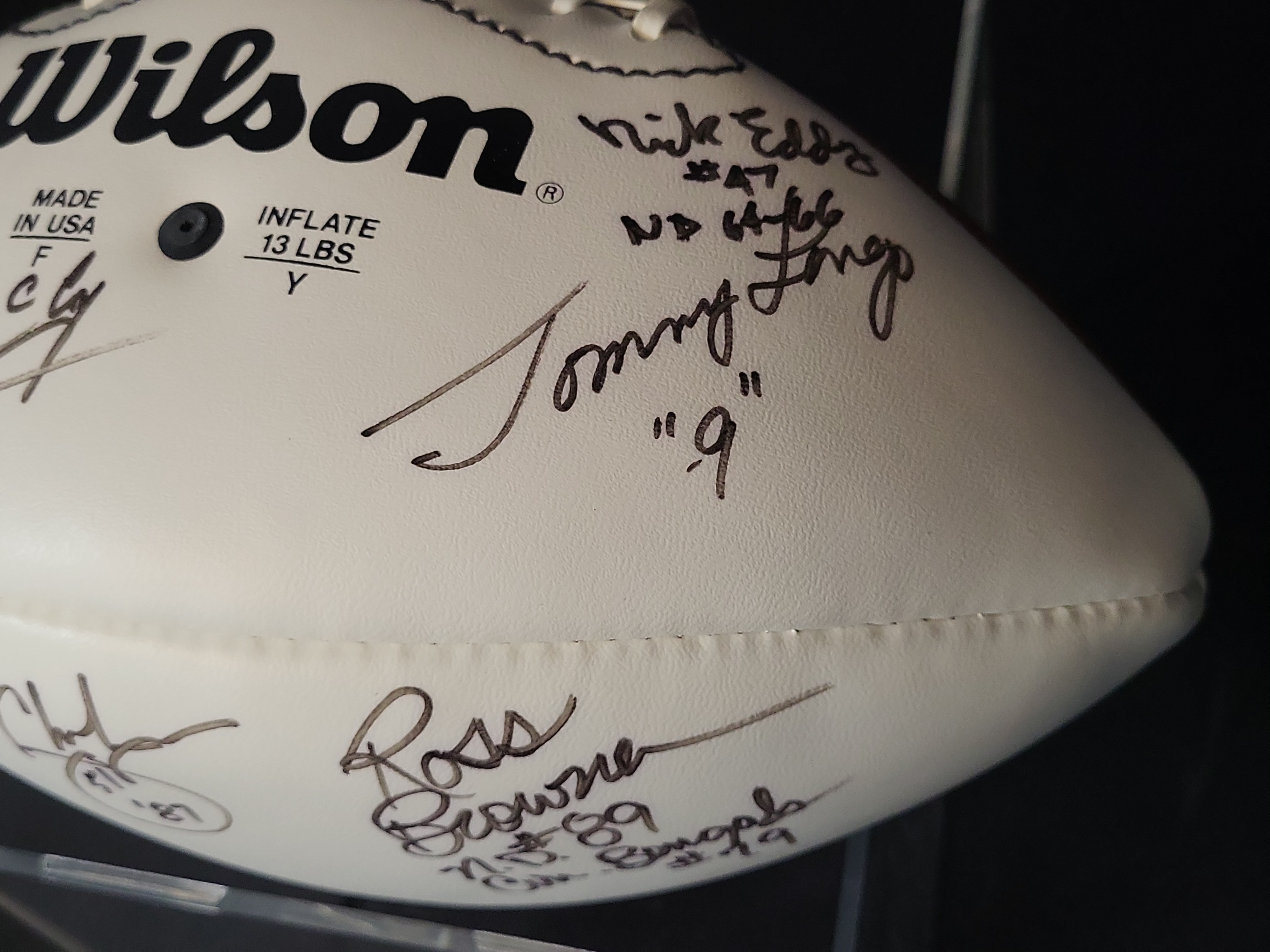 I03066 | Wilson Official NFL Football Autographed by Six Notre Dame Football Alumni