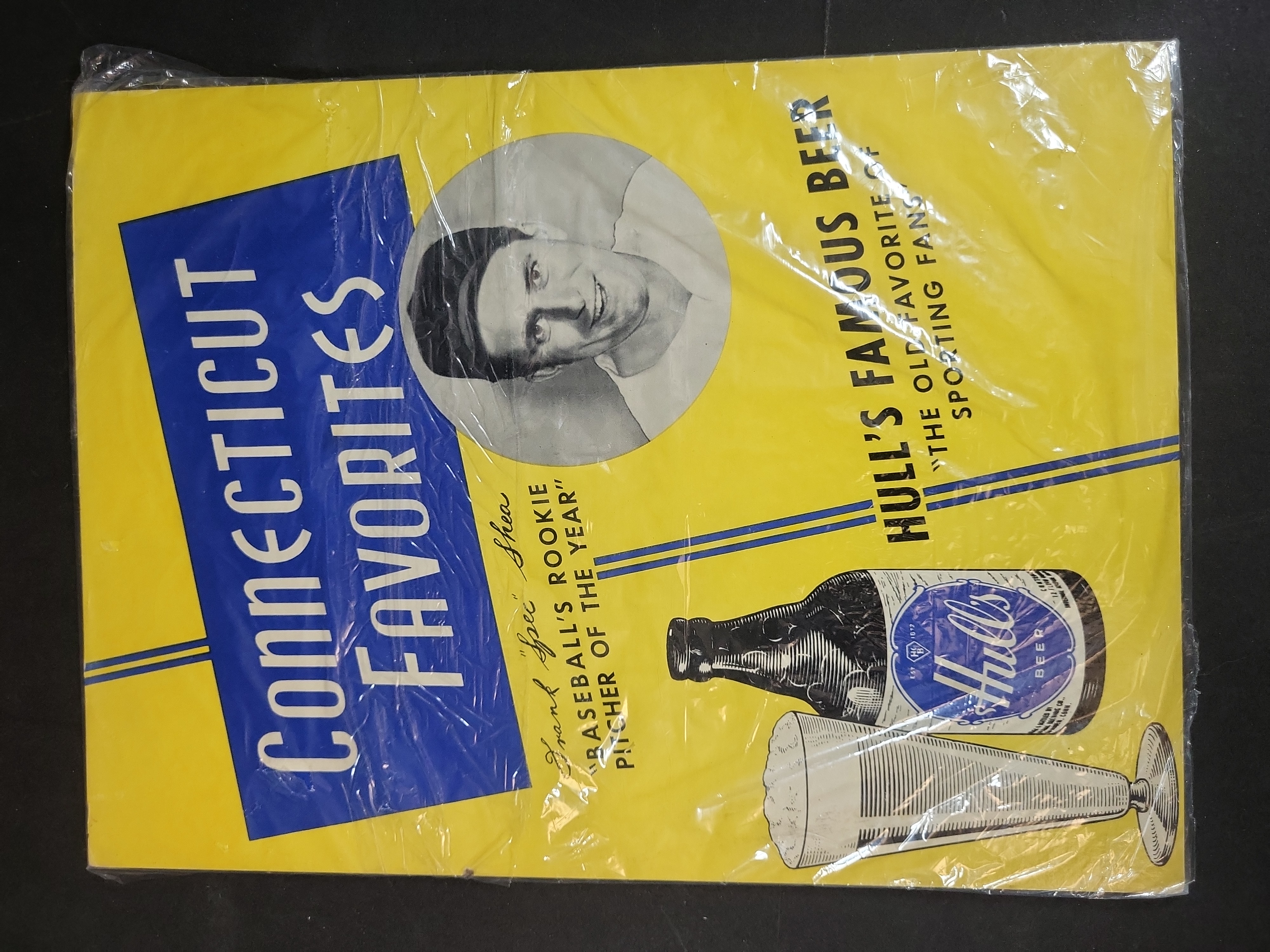 I03269 | Vintage Hulls Famous Beer Frank Spec Shea Cardboard Easel Back Advertising Sign