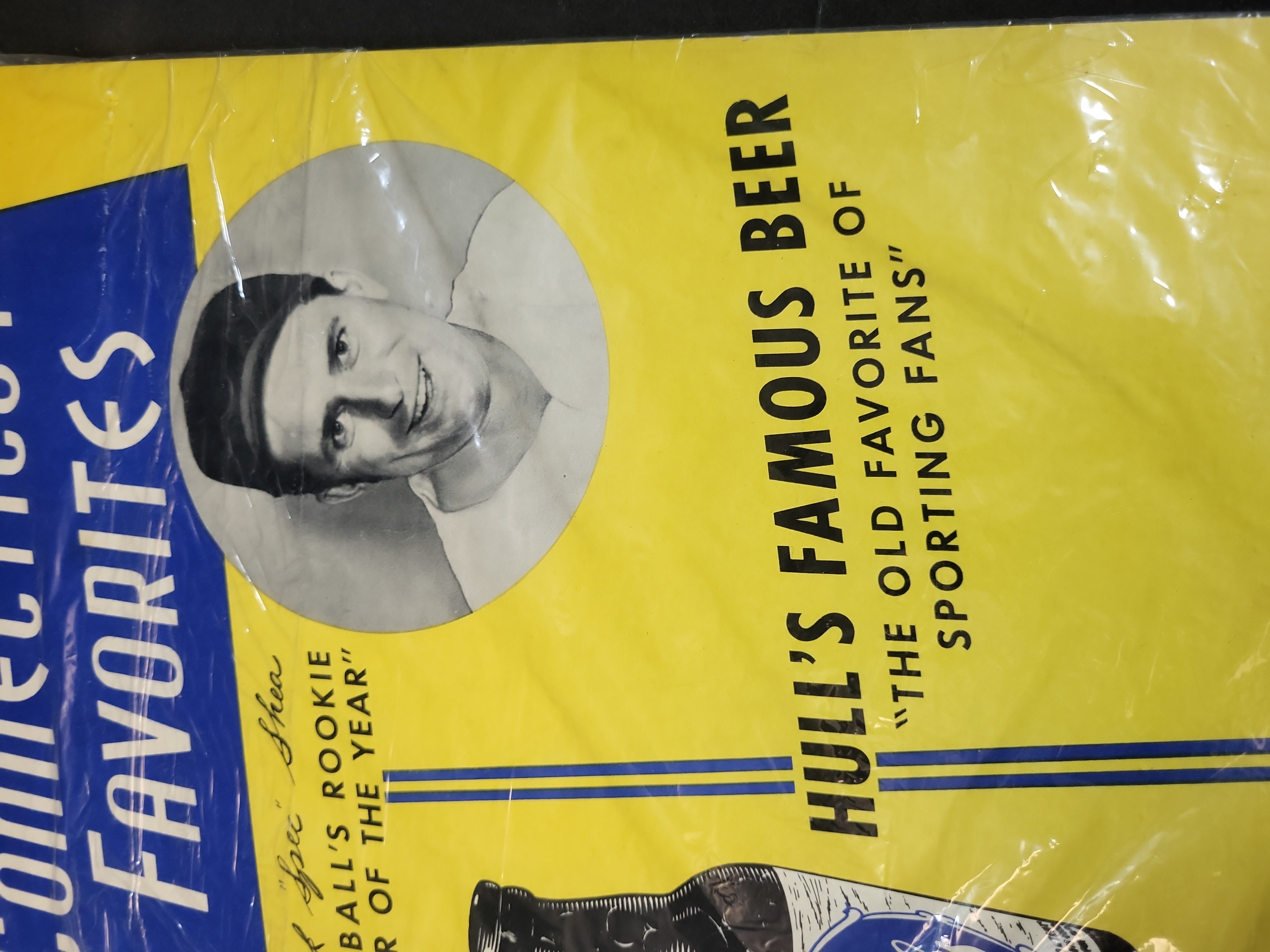 I03269 | Vintage Hulls Famous Beer Frank Spec Shea Cardboard Easel Back Advertising Sign