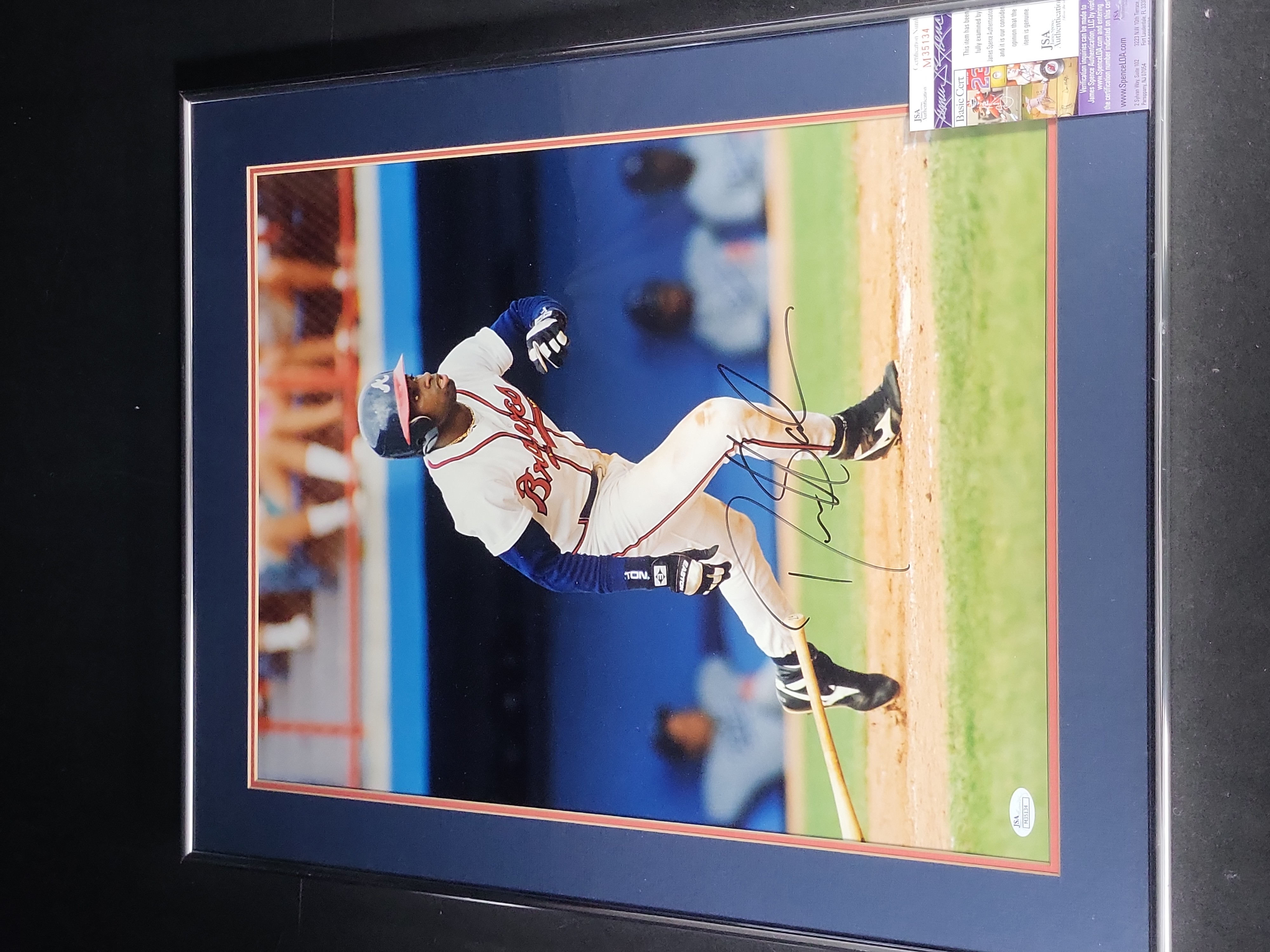 I03577 | Deion Sanders Atlanta Braves Signed and Framed Photograph with JSA Authentication