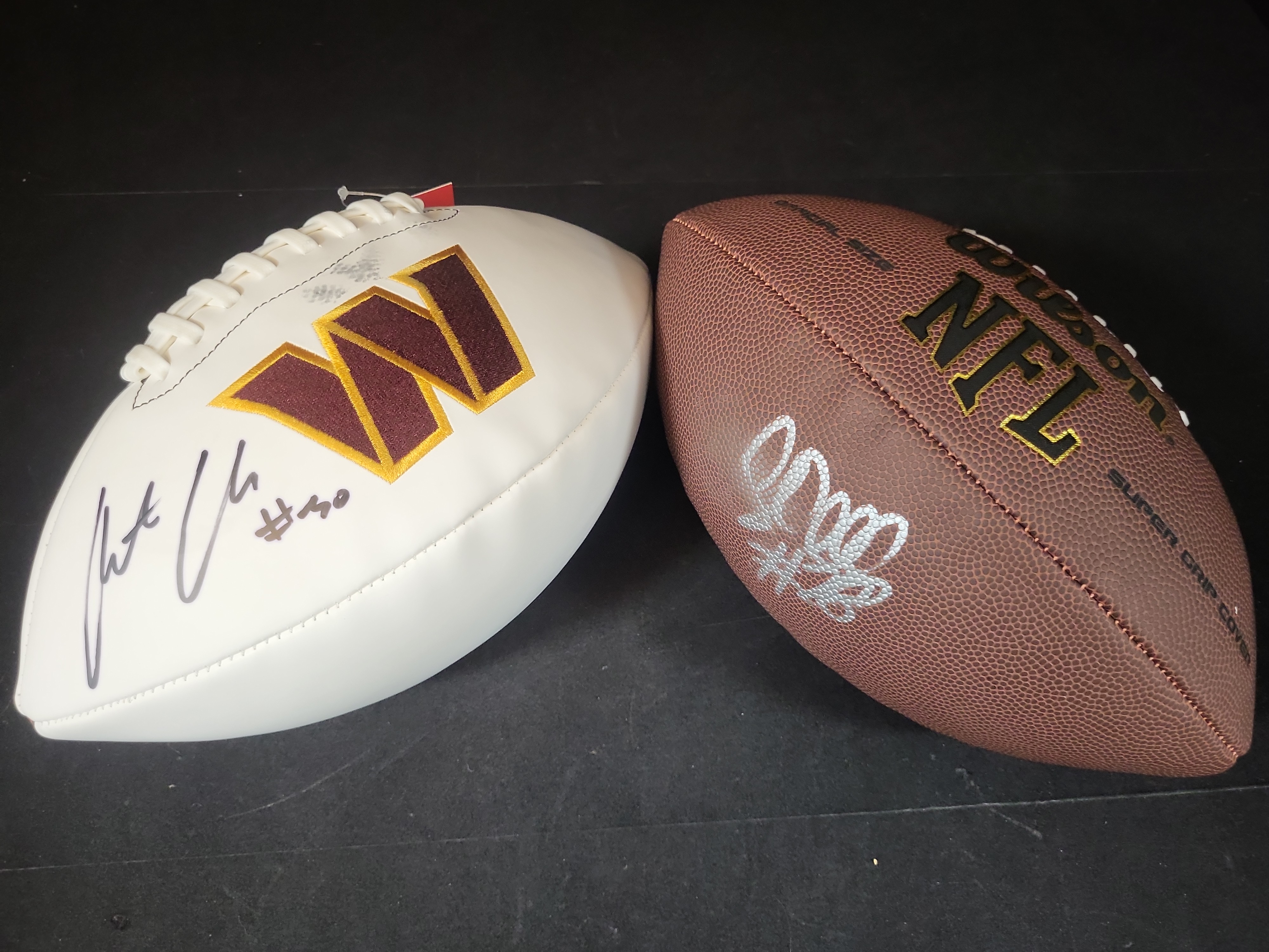 I03093 | Two Autographed NFL Footballs Featuring Jamin Davis and Mike Evans