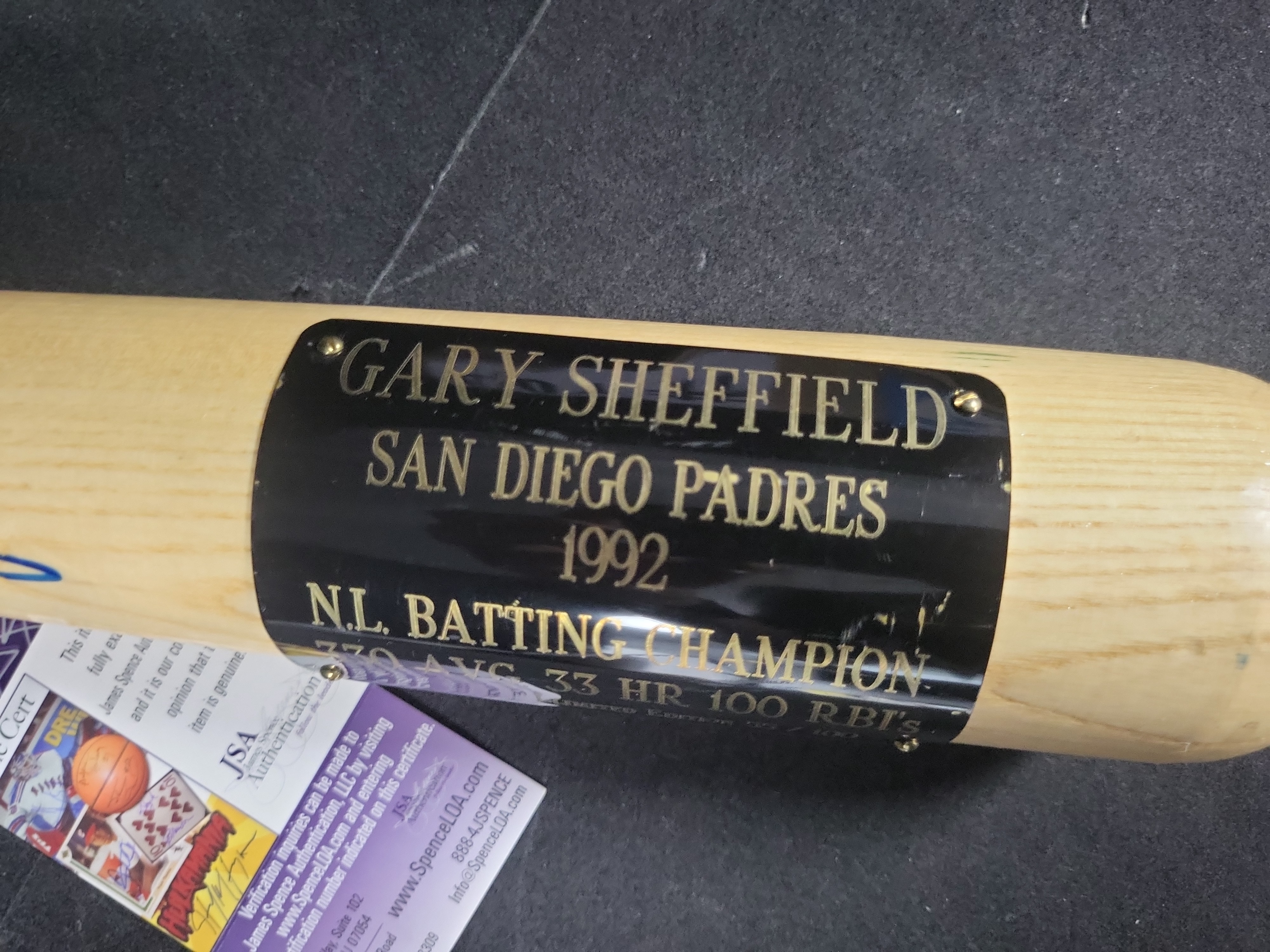 I03109 | Gary Sheffield Signed Rawlings Adirondack 1992 N.L. Batting Champion Limited Edition Commemorative Bat JSA Authenticated