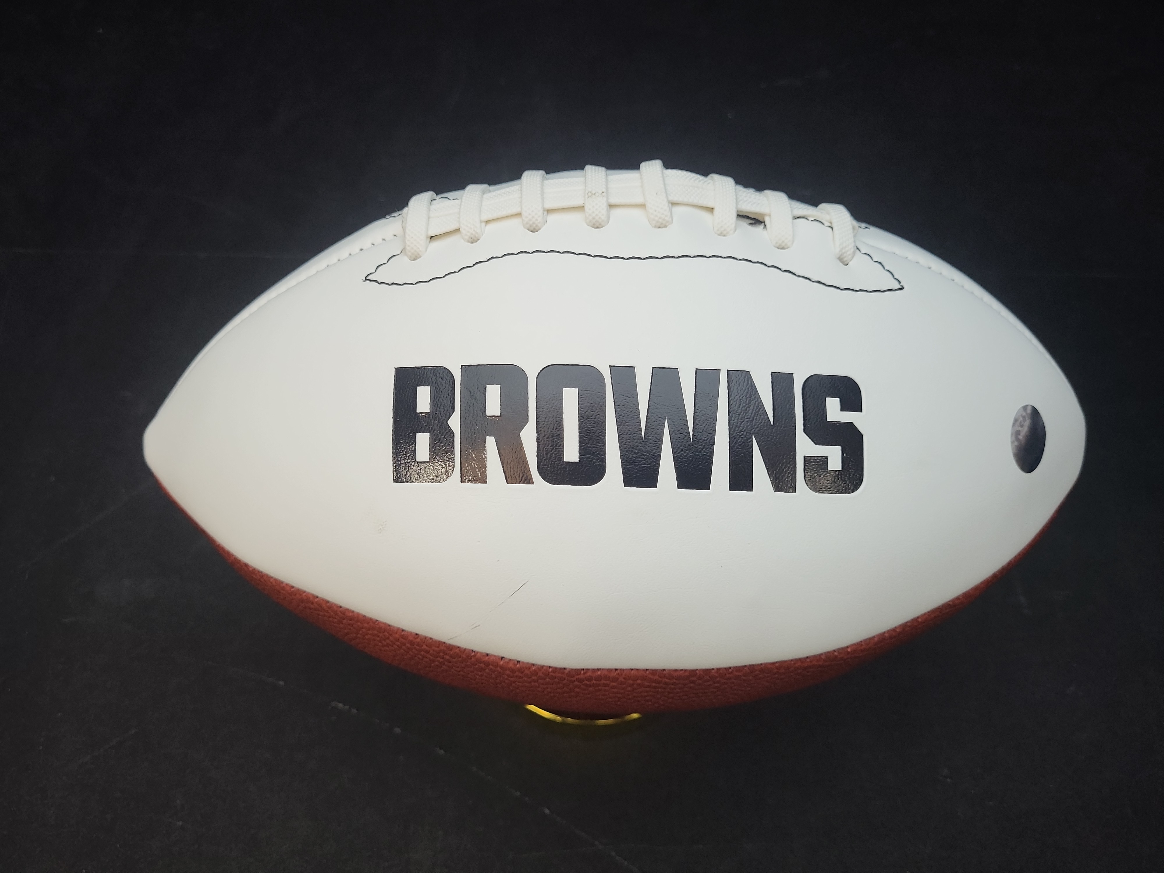 I03853 | Jim Brown Autographed Cleveland Browns Logo Football with HOF 71 Inscription