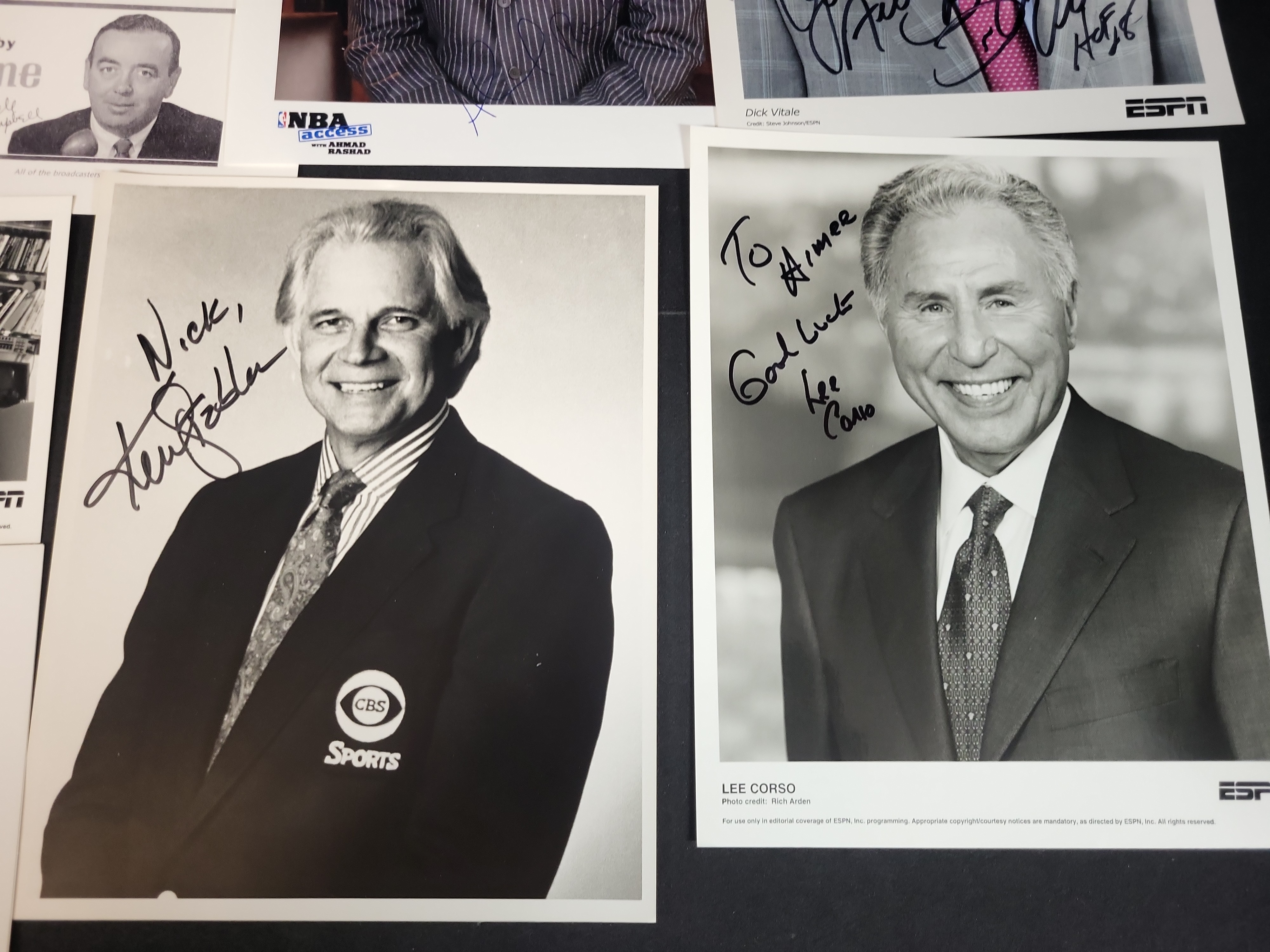 I03020 | A Collection of Approx. 14 Autographed Sports Broadcaster and Athlete Photographs and Ephemera