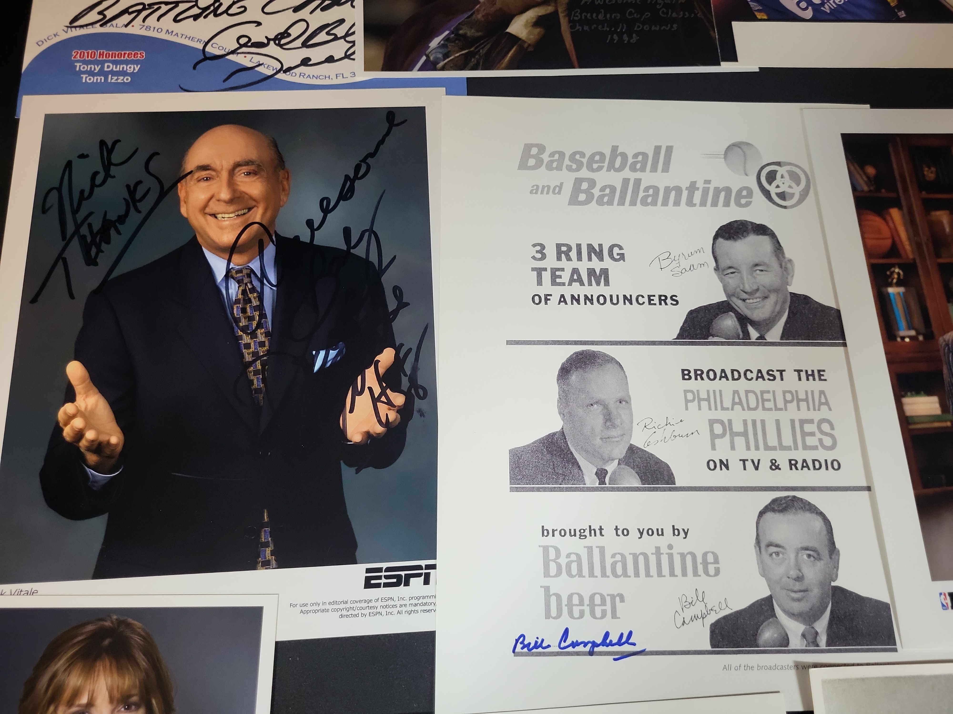 I03020 | A Collection of Approx. 14 Autographed Sports Broadcaster and Athlete Photographs and Ephemera