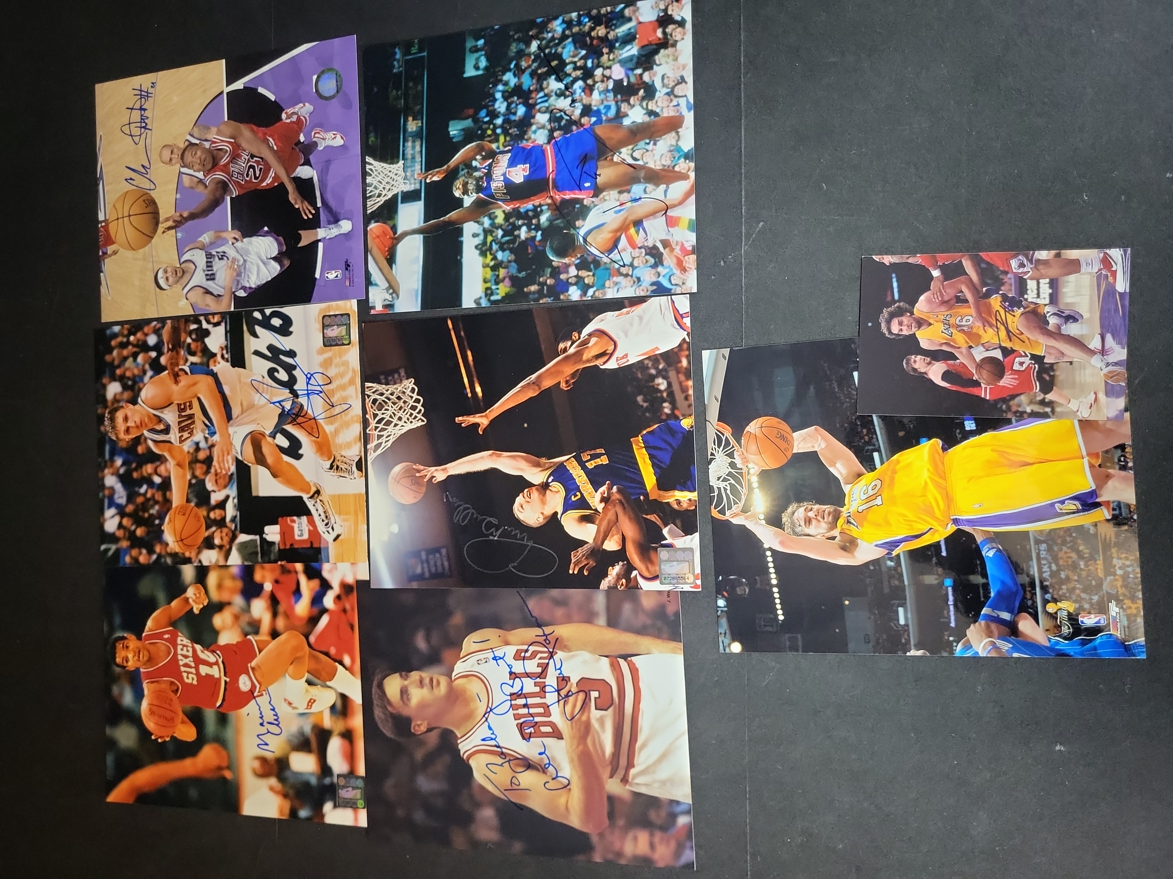 I03033 | Collection of Eight Signed and Unsigned NBA Basketball Photographs Including Joe Dumars and Chris Mullin