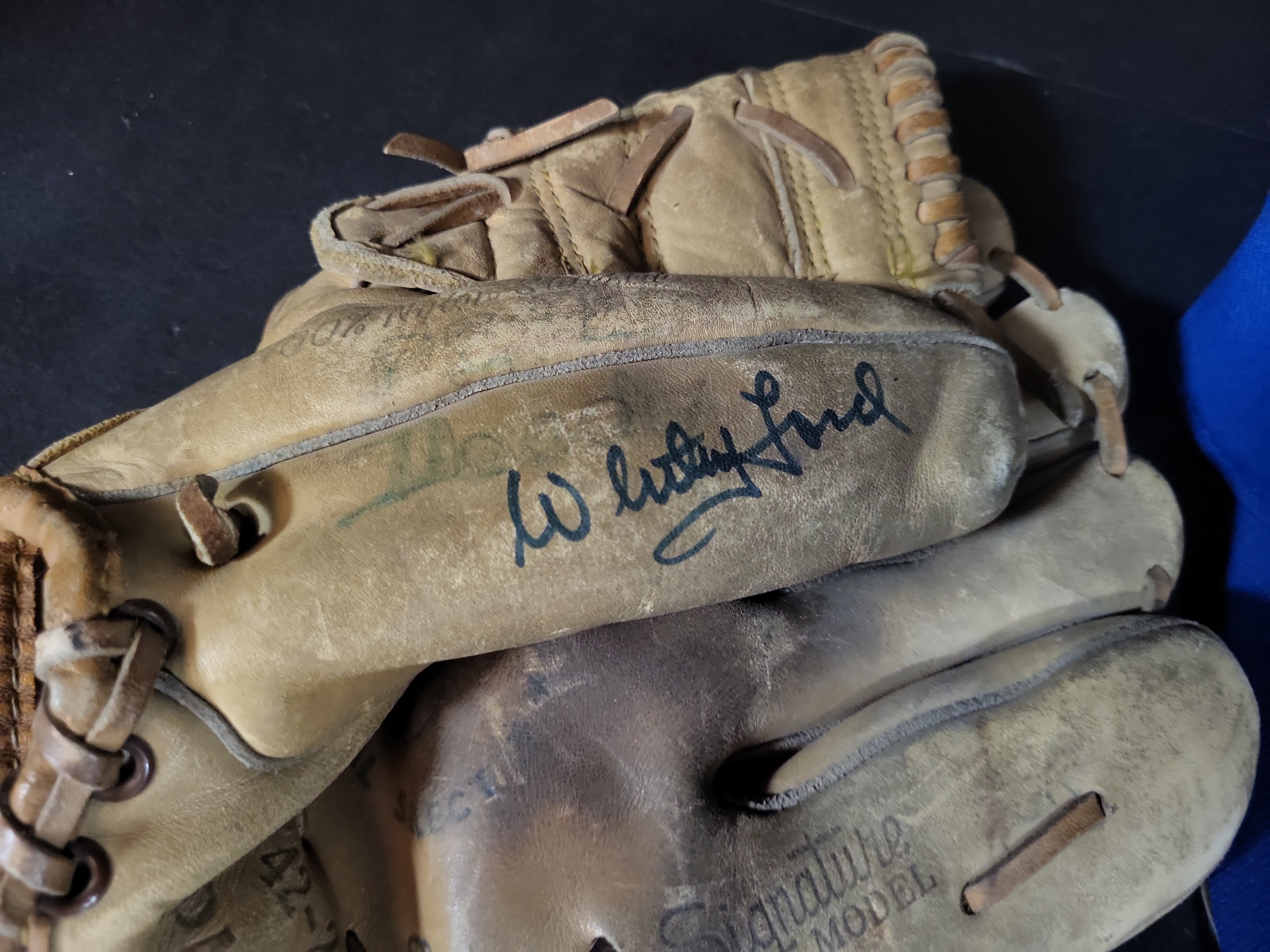 I03055 | Two Pieces of Signed Baseball Memorabilia Featuring a Whitey Ford Model Glove and a Bobby Shantz Signed Philadelphia Athletics Cap