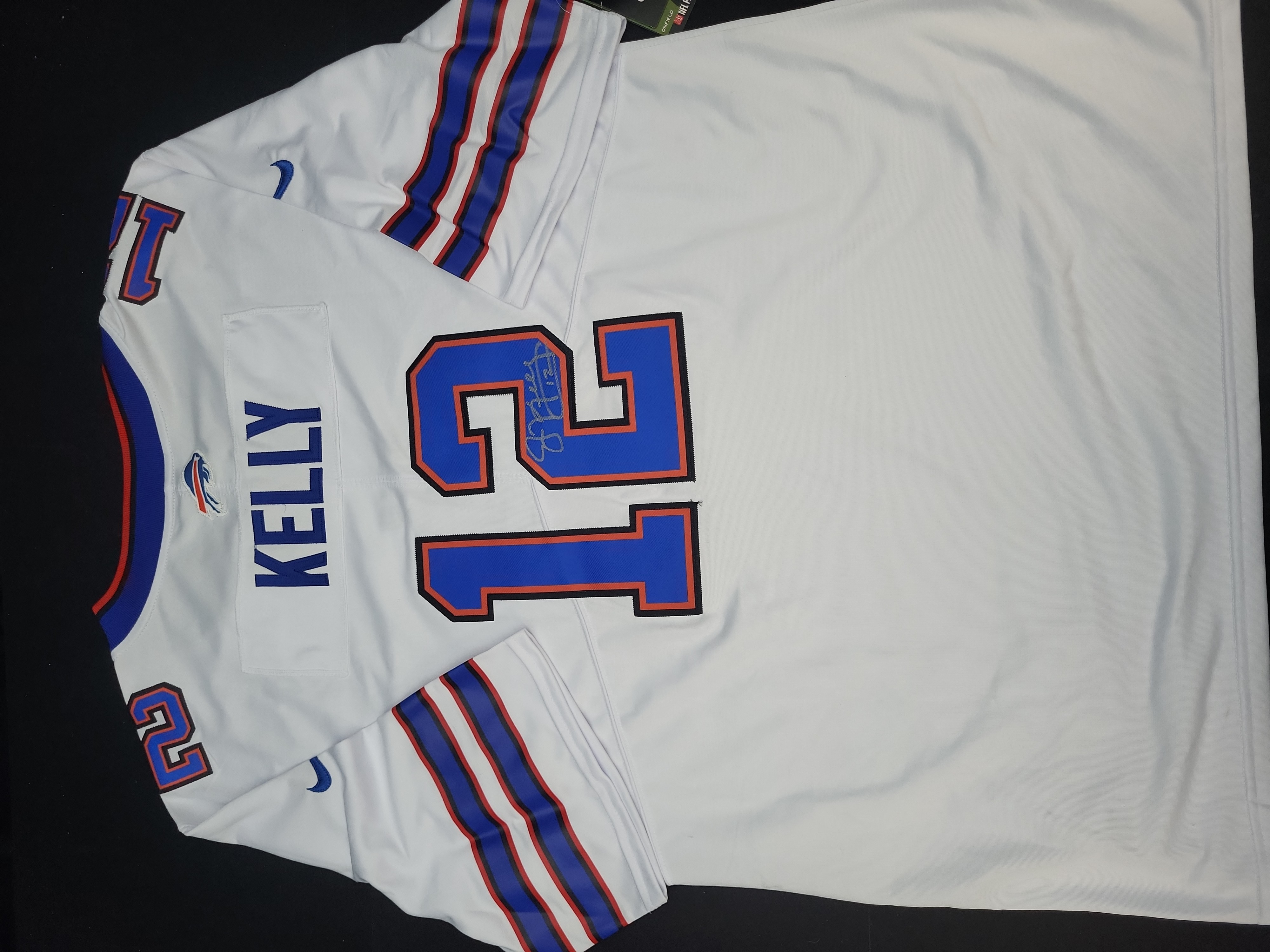 I03560 | Jim Kelly Signed Buffalo Bills Nike Onfield White Jersey