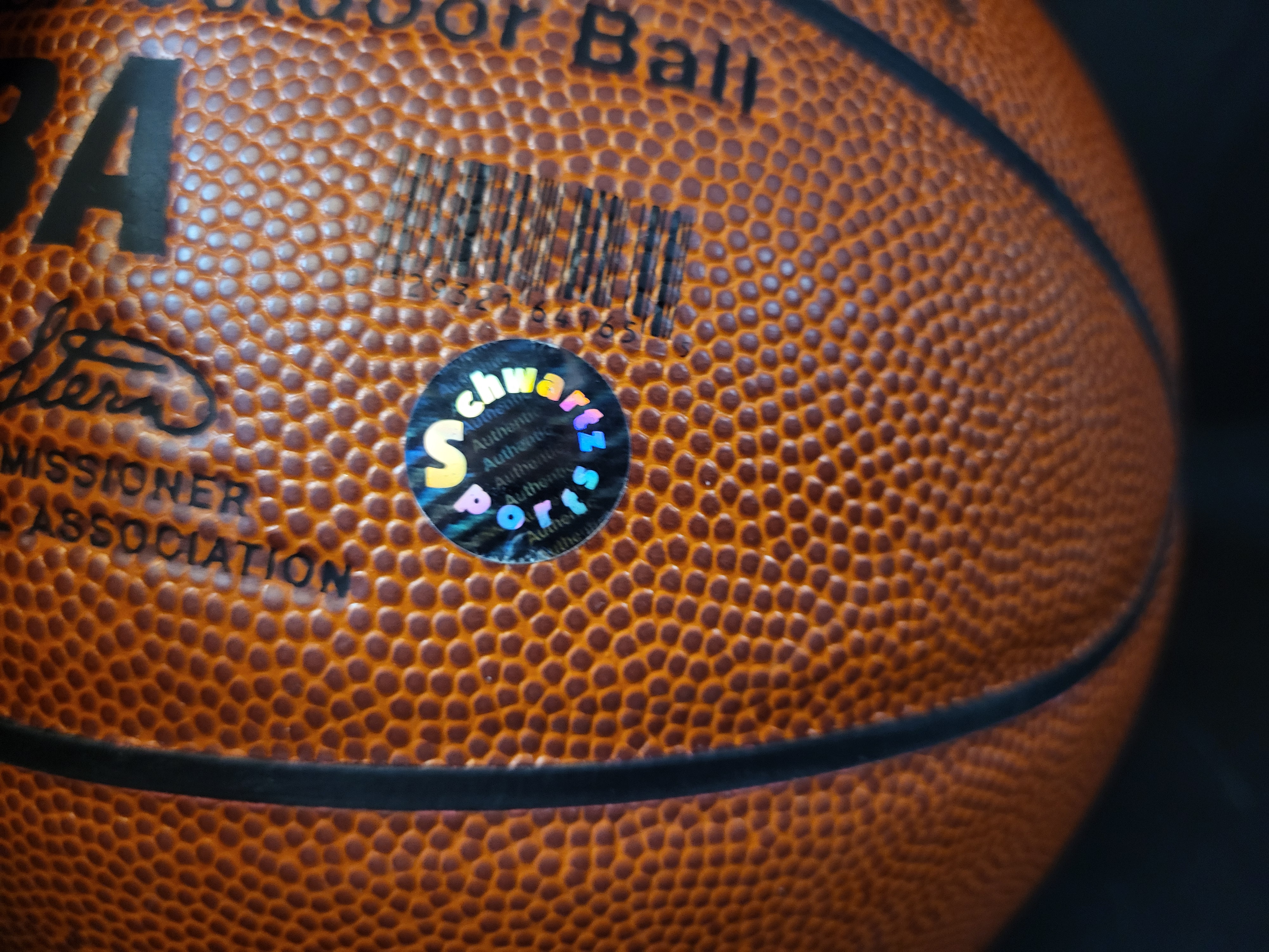 I03087 | Robert Parish Autographed Spalding Indoor Outdoor Basketball with HOF 03 Inscription and Dual Authentication