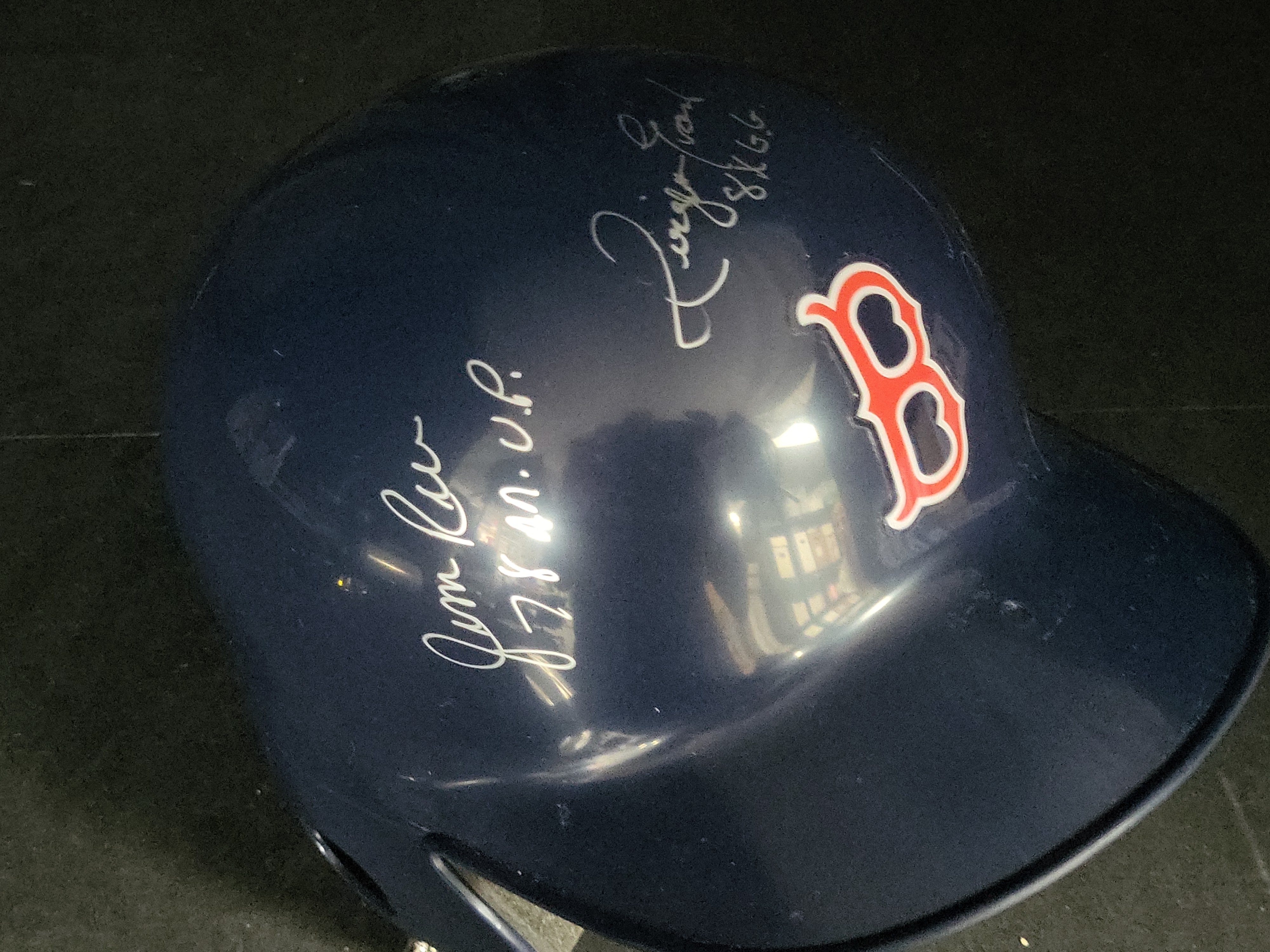 I03099 | Boston Red Sox Multi-Signed Souvenir Batting Helmet with Jim Rice, Fred Lynn, and Dwight Evans Signatures