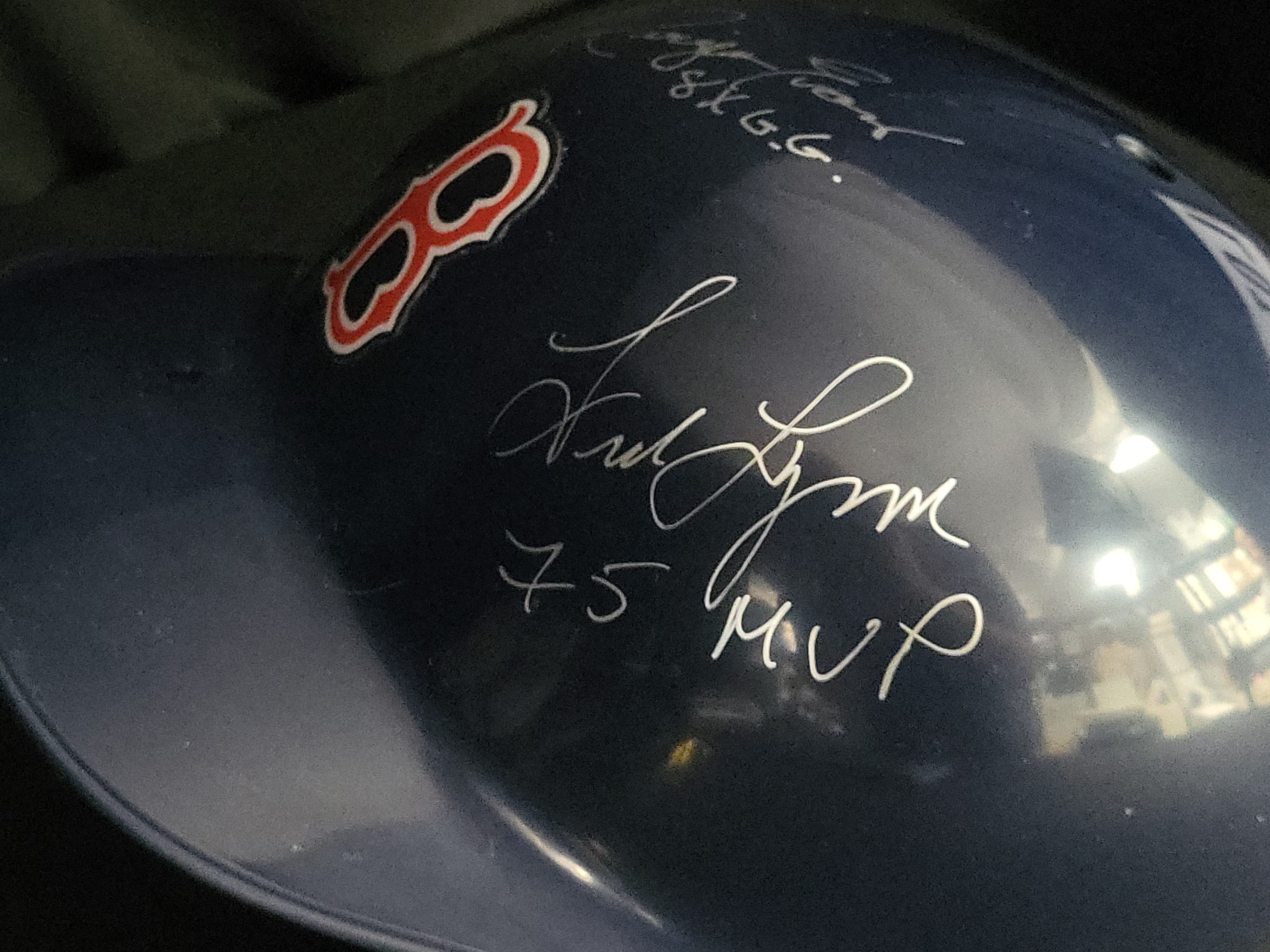I03099 | Boston Red Sox Multi-Signed Souvenir Batting Helmet with Jim Rice, Fred Lynn, and Dwight Evans Signatures