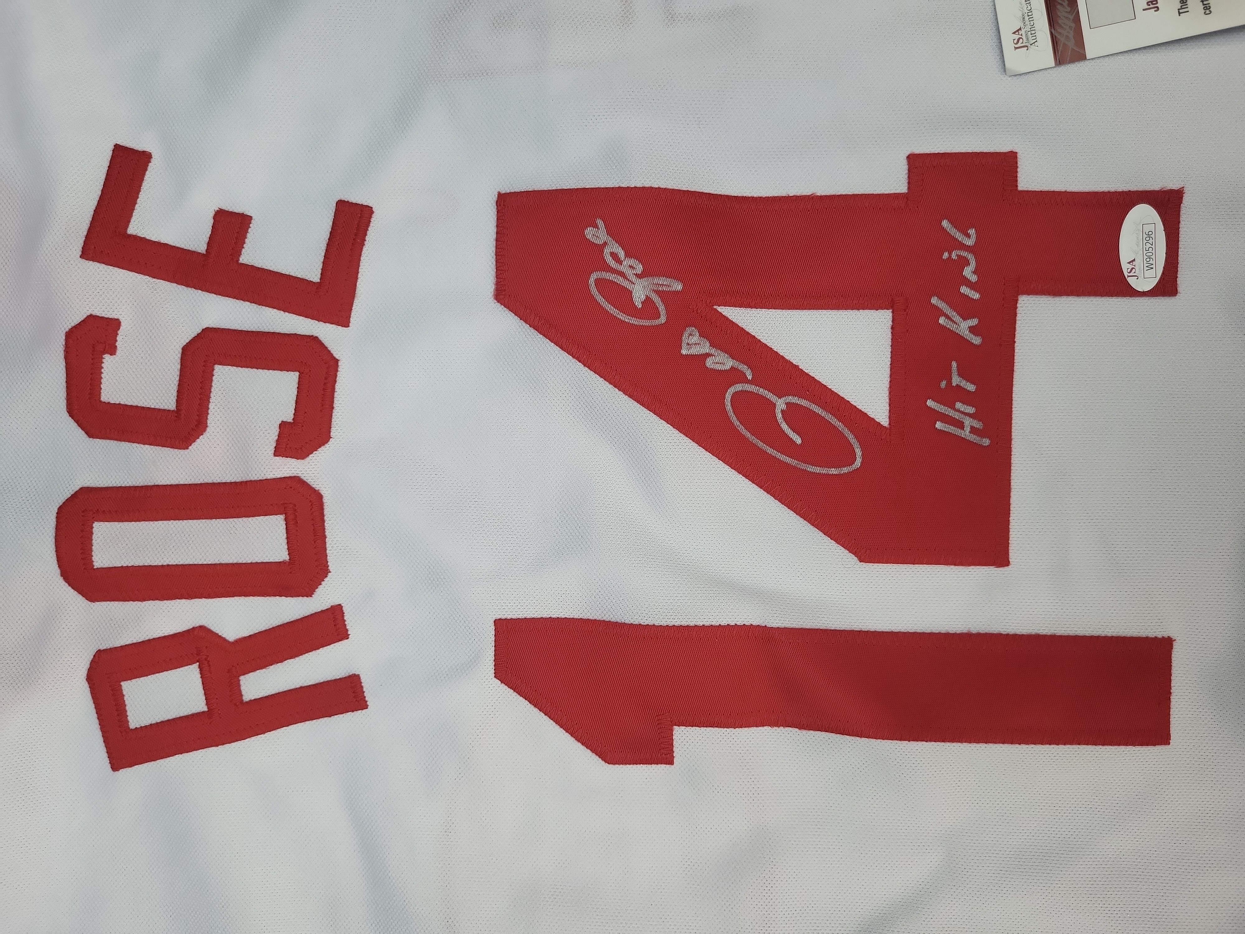 I03102 | Pete Rose Signed Cincinnati Reds Custom Stat Jersey with JSA Authentication