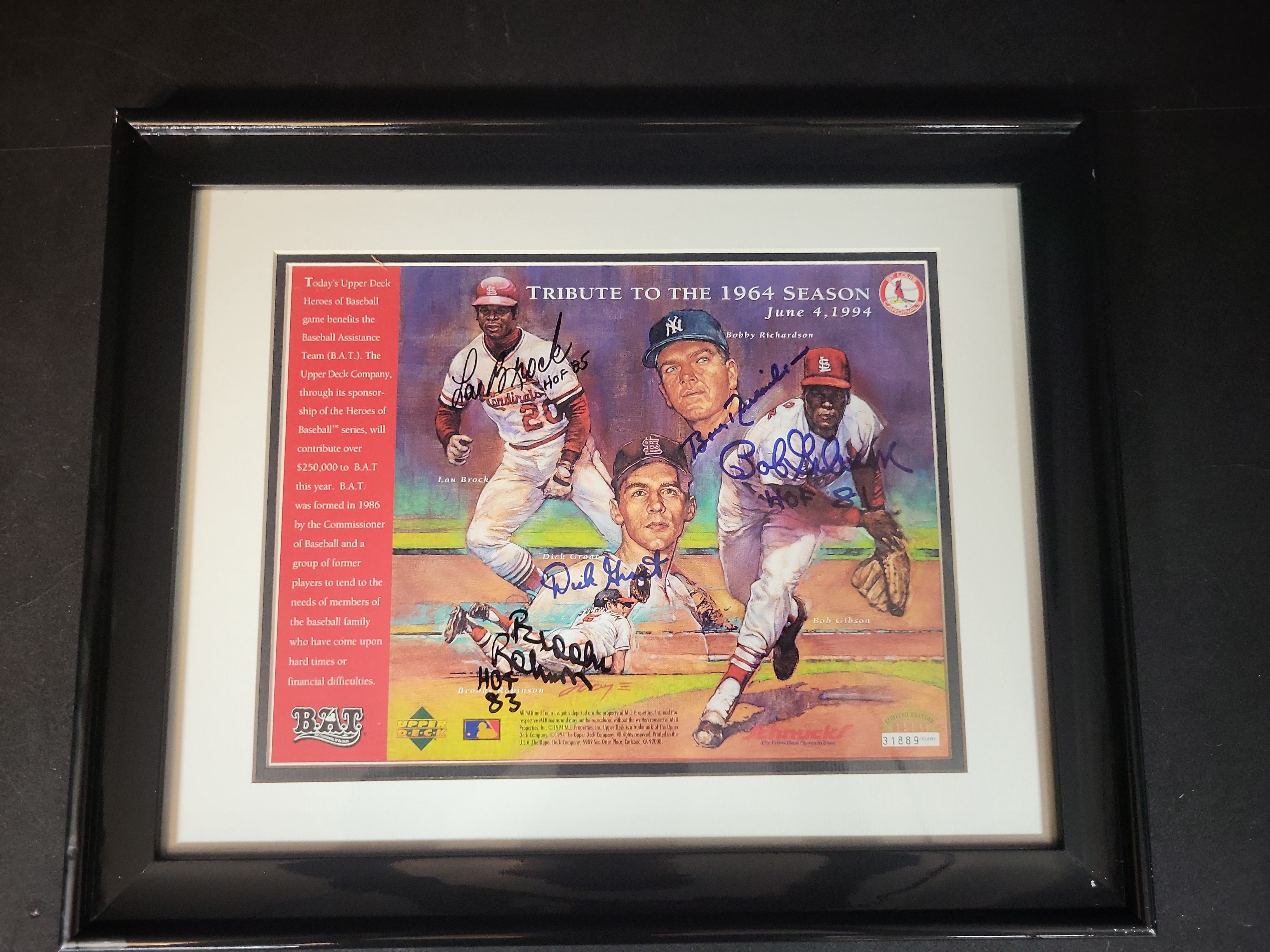 I03105 | 1994 Upper Deck Tribute to the 1964 Season Framed Multi-Signed Limited Edition Print