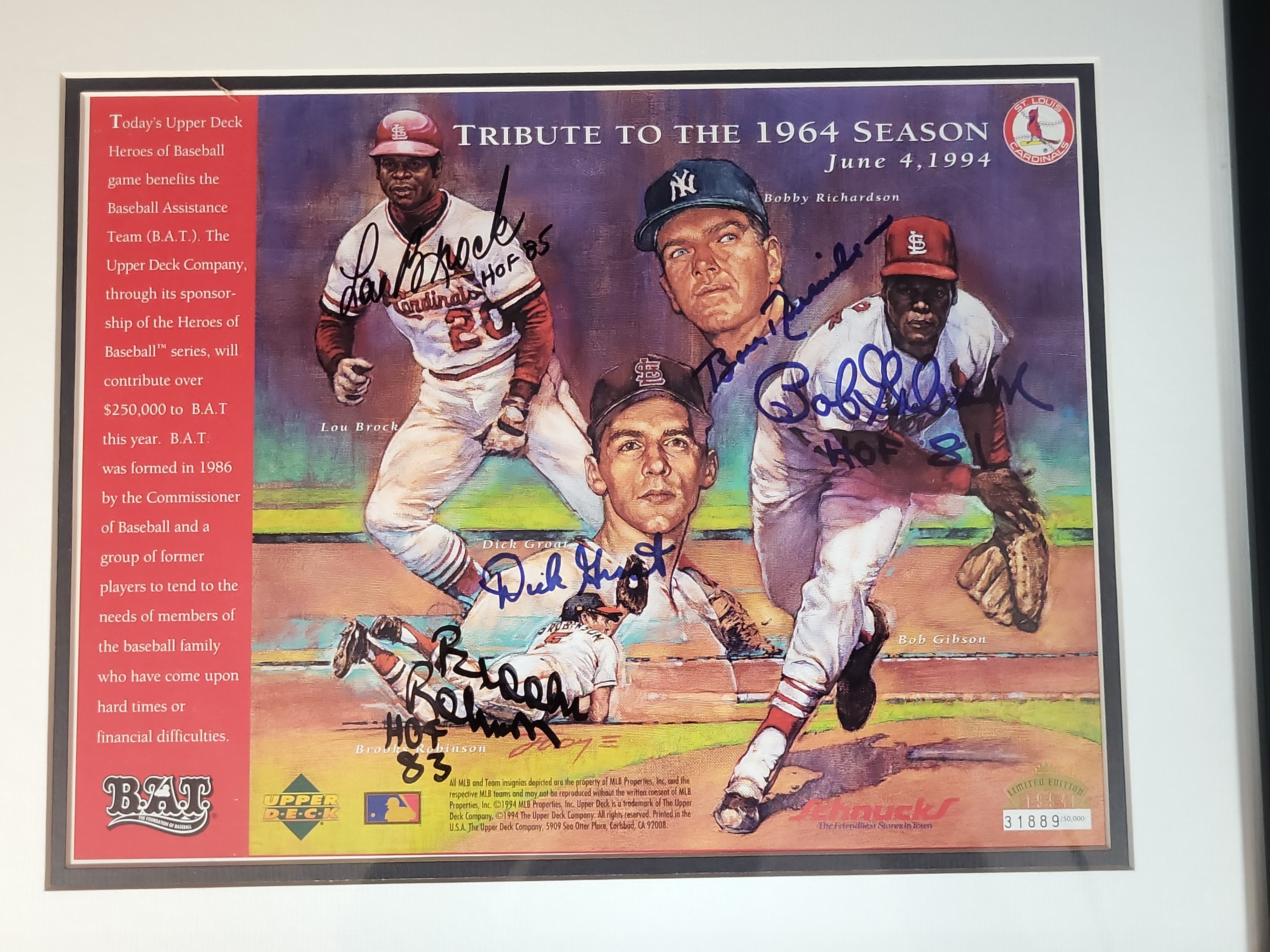 I03105 | 1994 Upper Deck Tribute to the 1964 Season Framed Multi-Signed Limited Edition Print