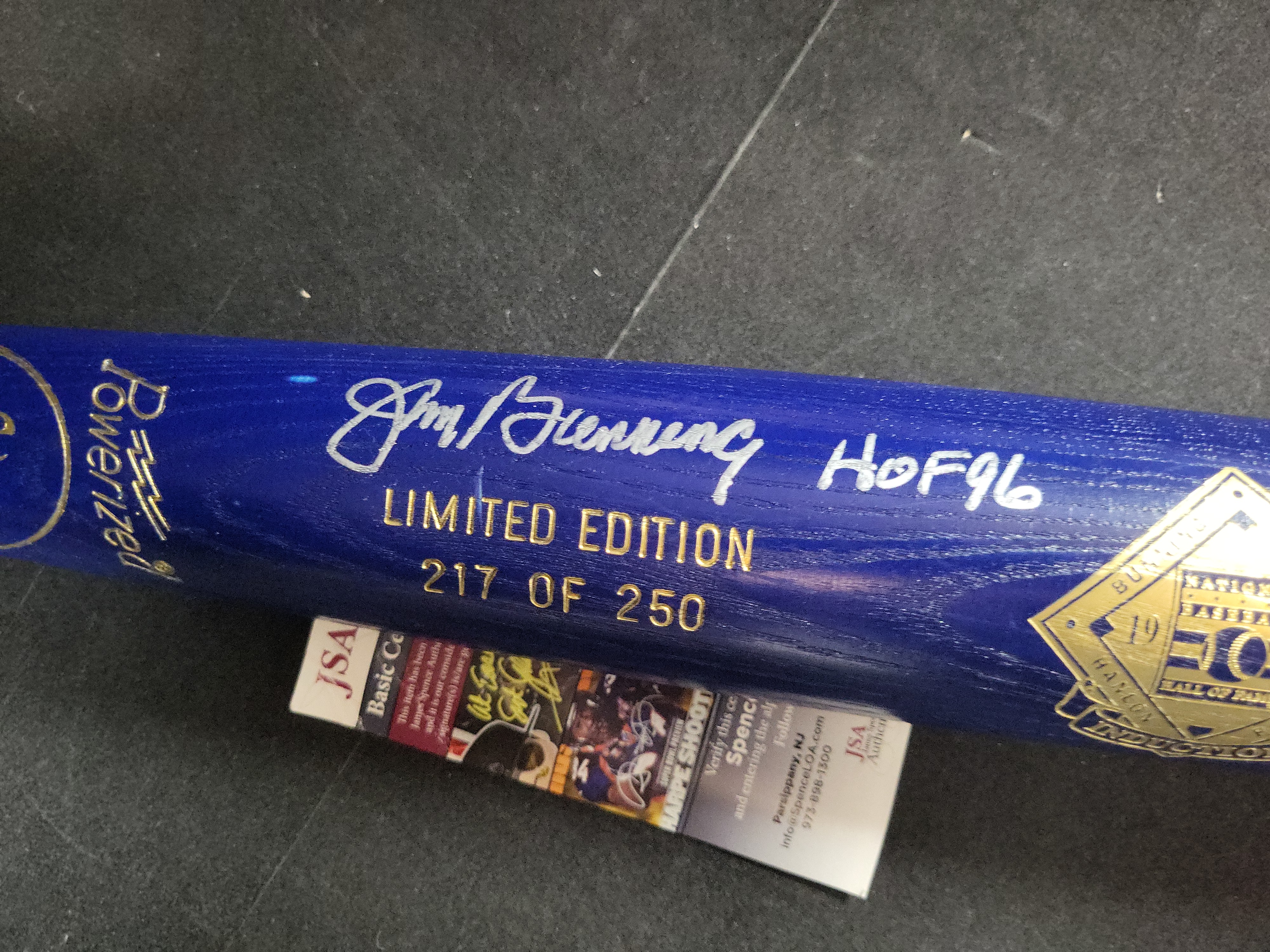 I03111 | Jim Bunning Signed Limited Edition 1996 Hall of Fame Induction Louisville Slugger Bat JSA COA