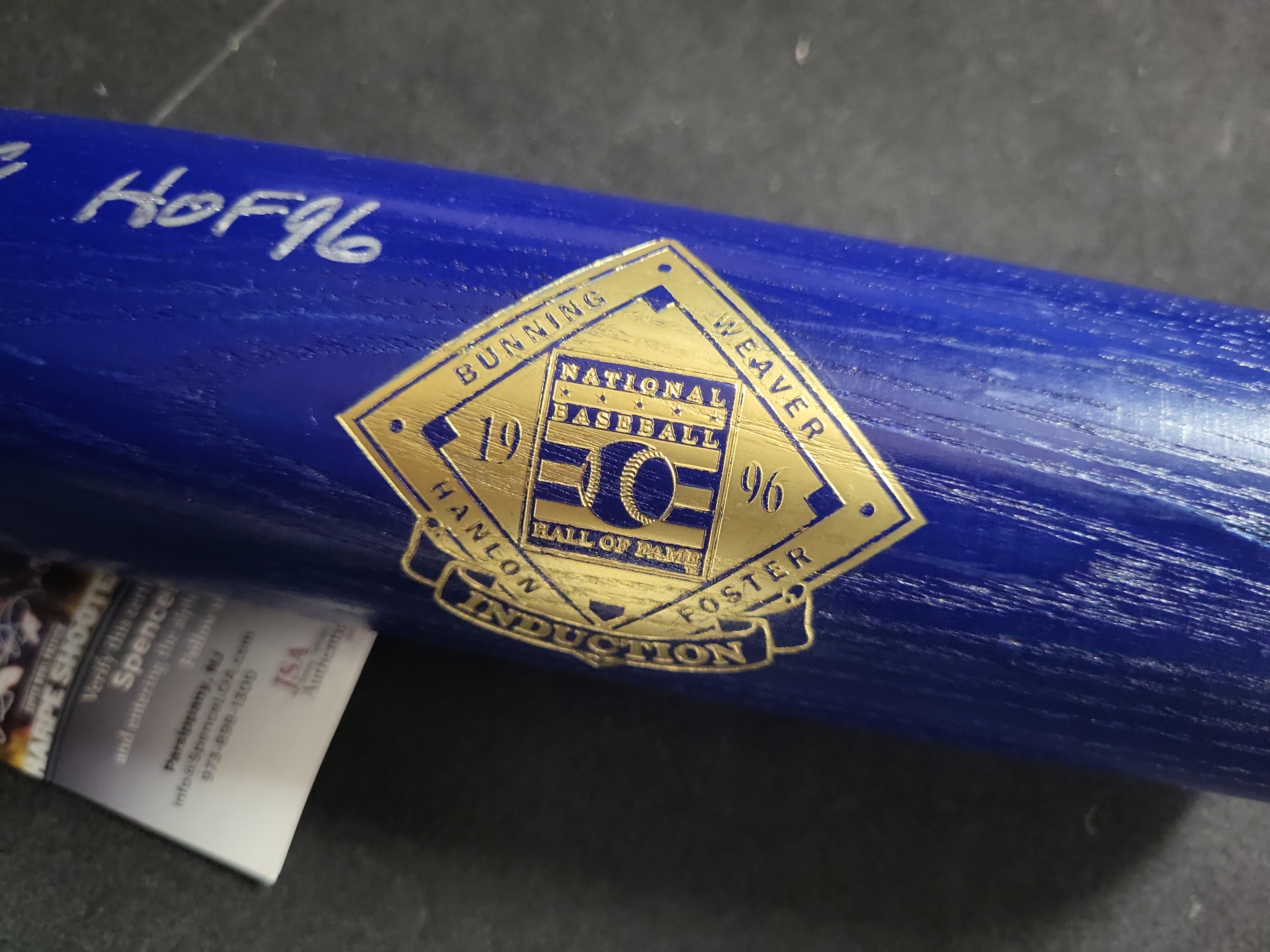 I03111 | Jim Bunning Signed Limited Edition 1996 Hall of Fame Induction Louisville Slugger Bat JSA COA