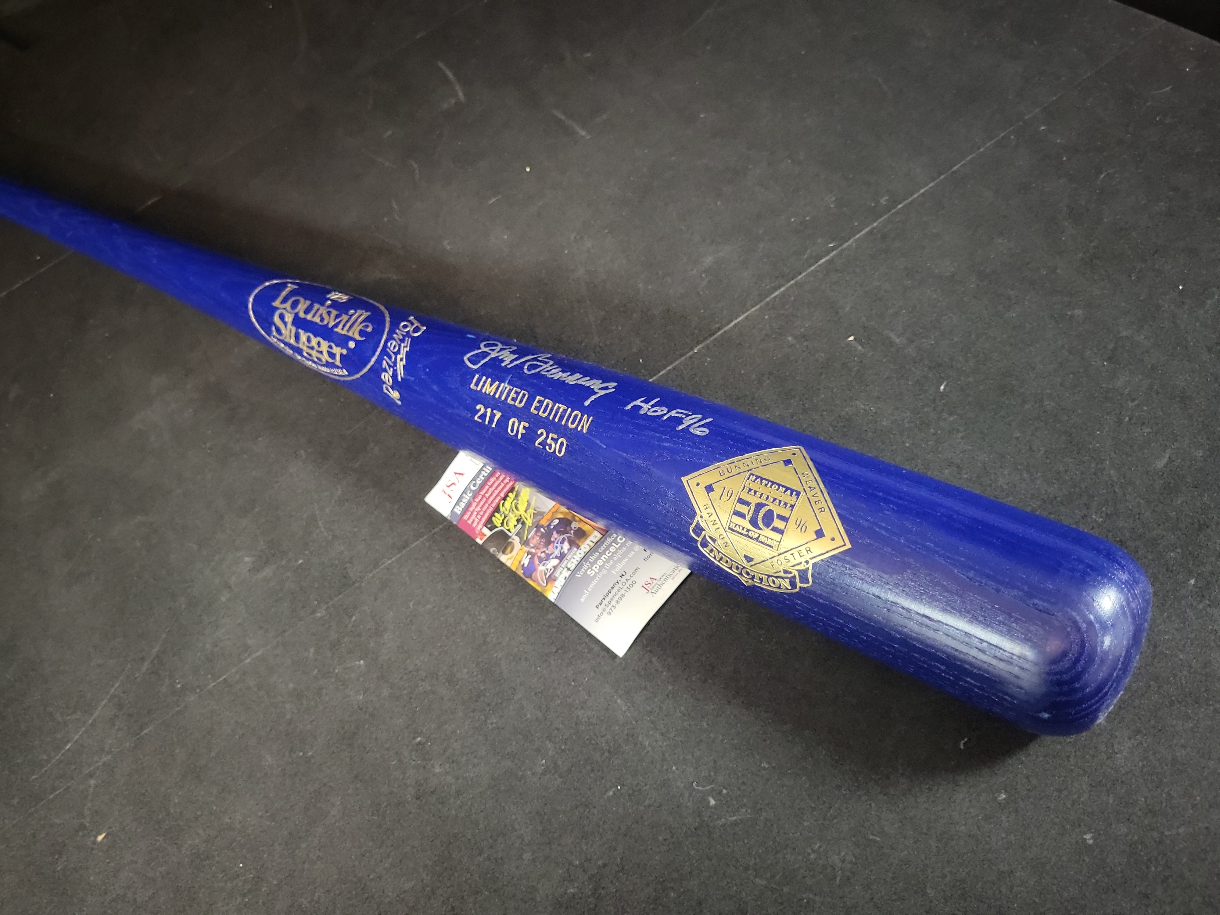I03111 | Jim Bunning Signed Limited Edition 1996 Hall of Fame Induction Louisville Slugger Bat JSA COA